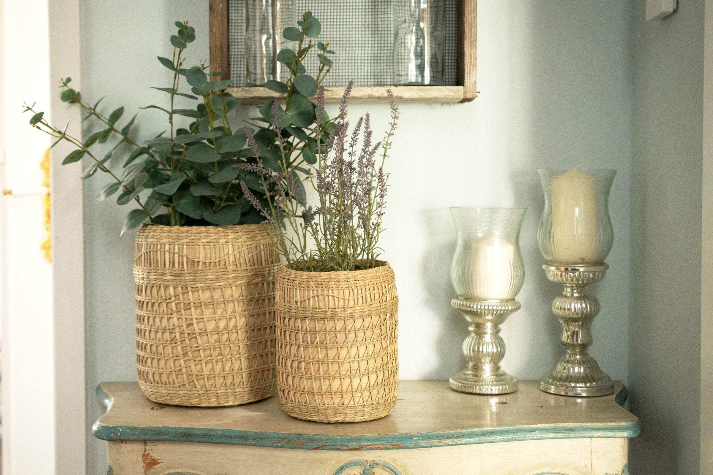 Bodenvase aus Bambus und Seegras für Pampasgras und Trockenblumen - Decorasian.eu