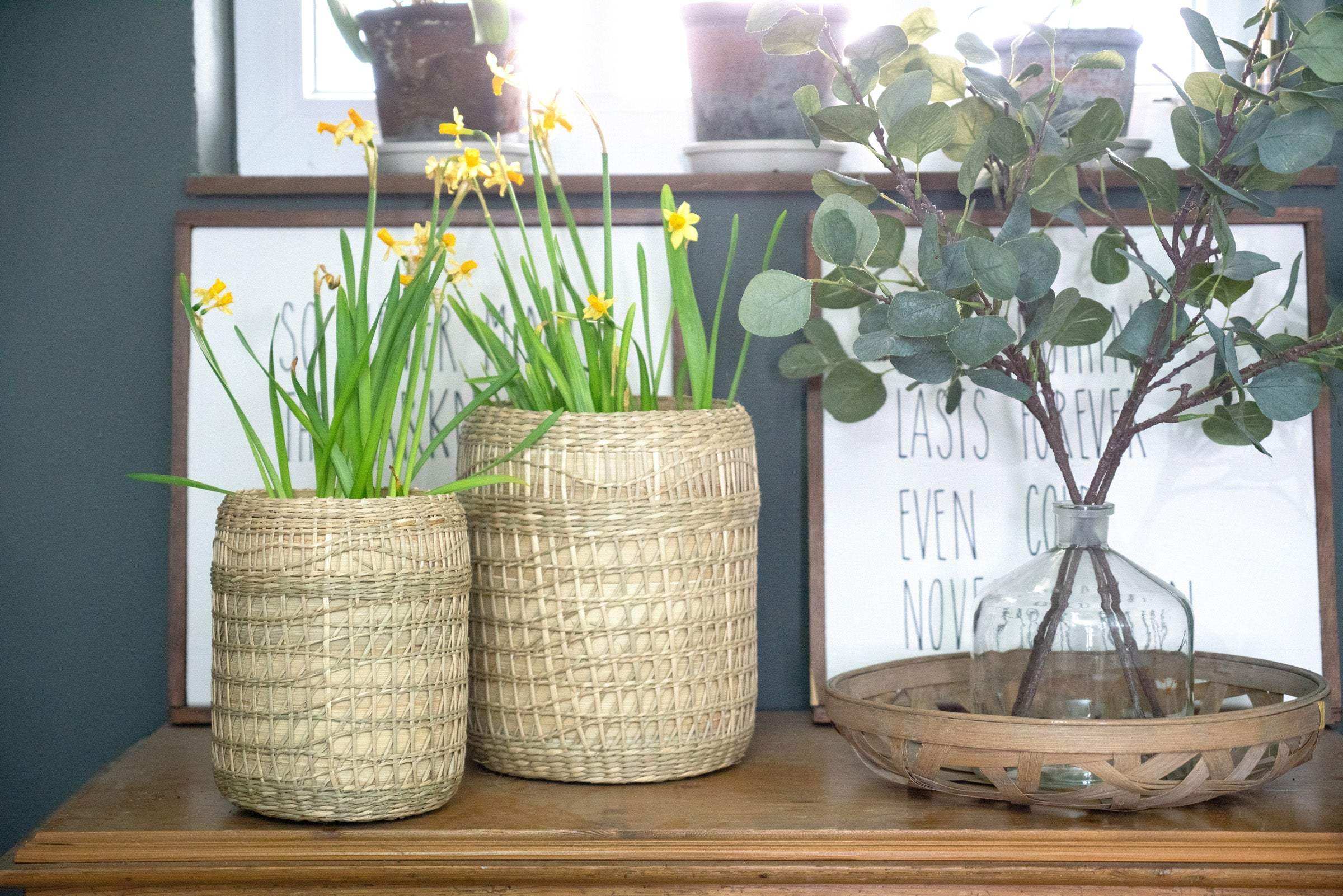 Bodenvase aus Bambus und Seegras für Pampasgras und Trockenblumen - Decorasian.eu