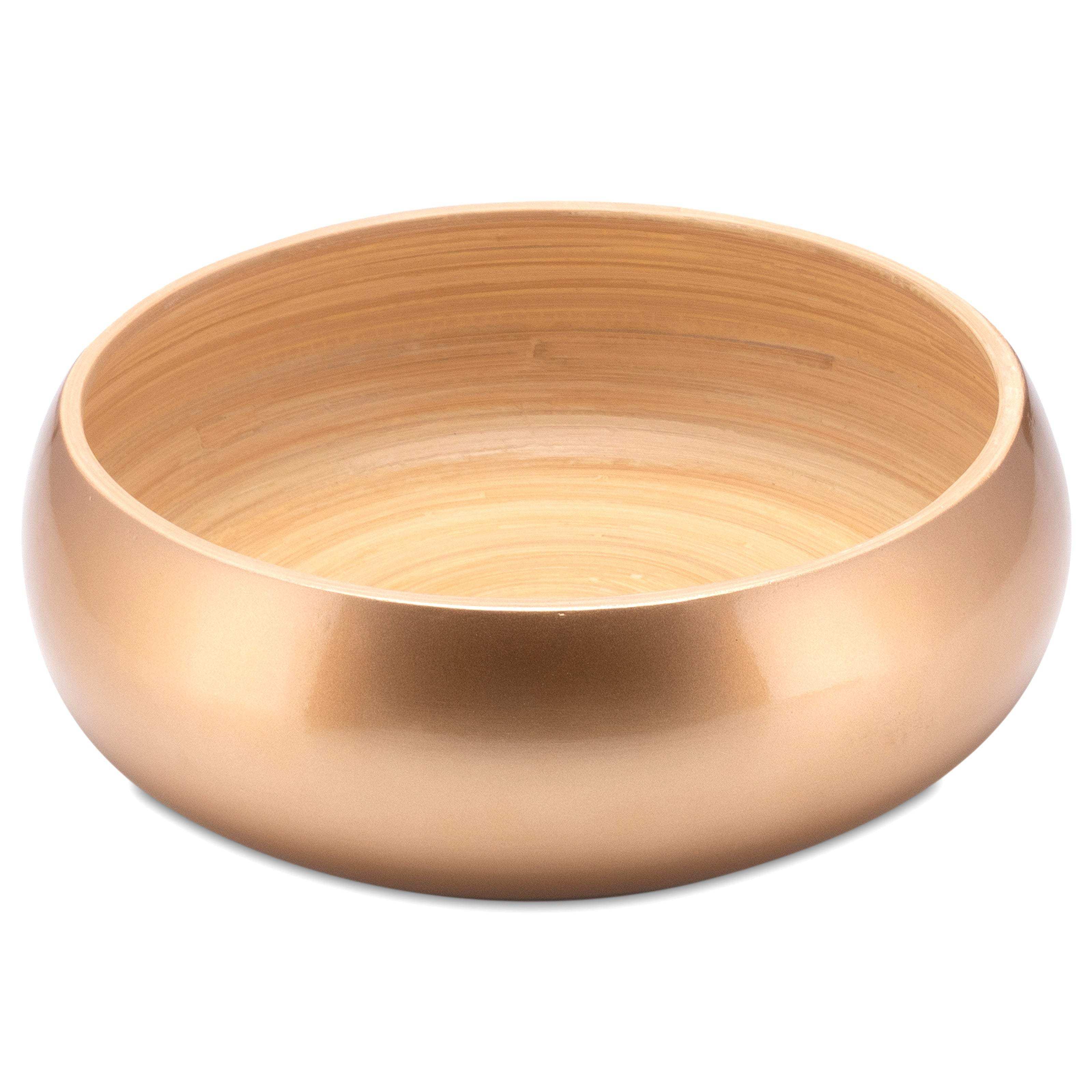 Obstschale aus Bambus Holz – Dekoschale mit glänzender metallic Lackierung - Decorasian.eu