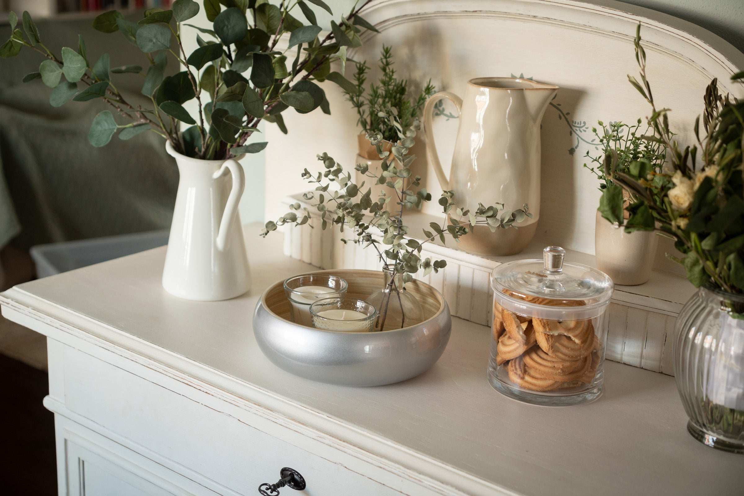 Obstschale aus Bambus Holz – Dekoschale mit glänzender metallic Lackierung - Decorasian.eu
