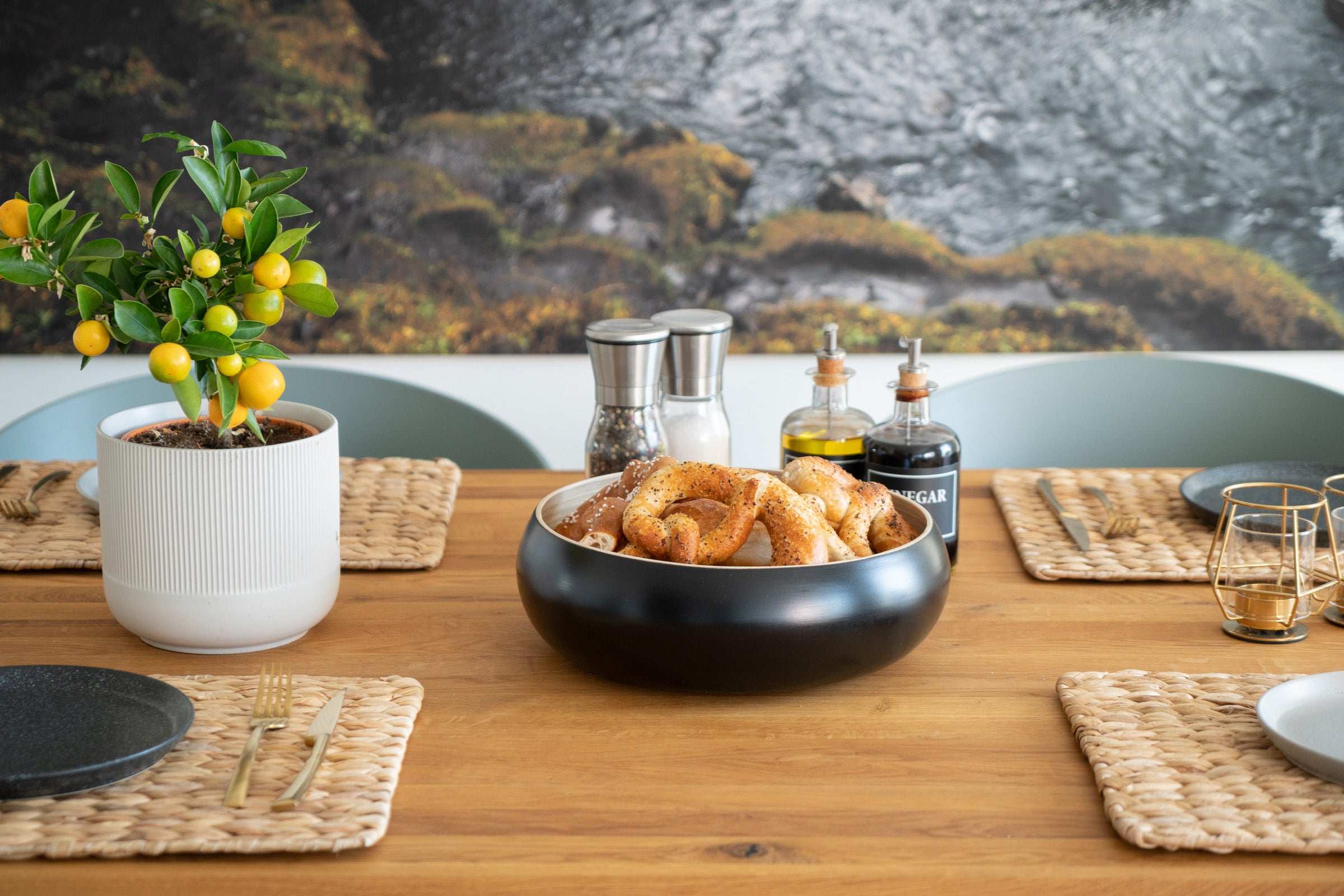 Obstschale aus Bambus Holz – Dekoschale mit farbiger Lackierung - Decorasian.eu