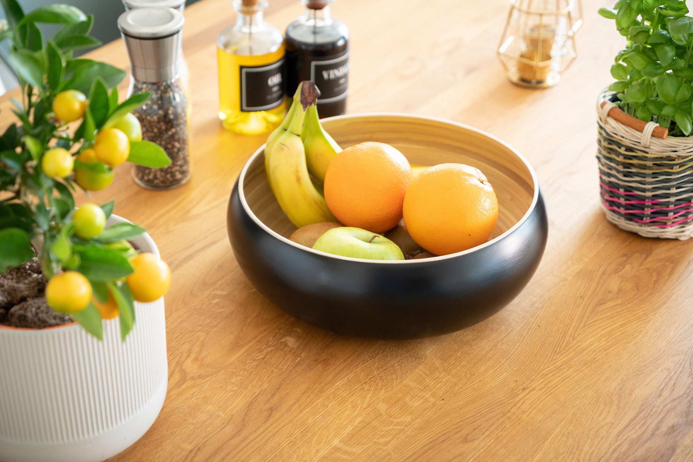 Obstschale aus Bambus Holz – Dekoschale mit farbiger Lackierung - Decorasian.eu