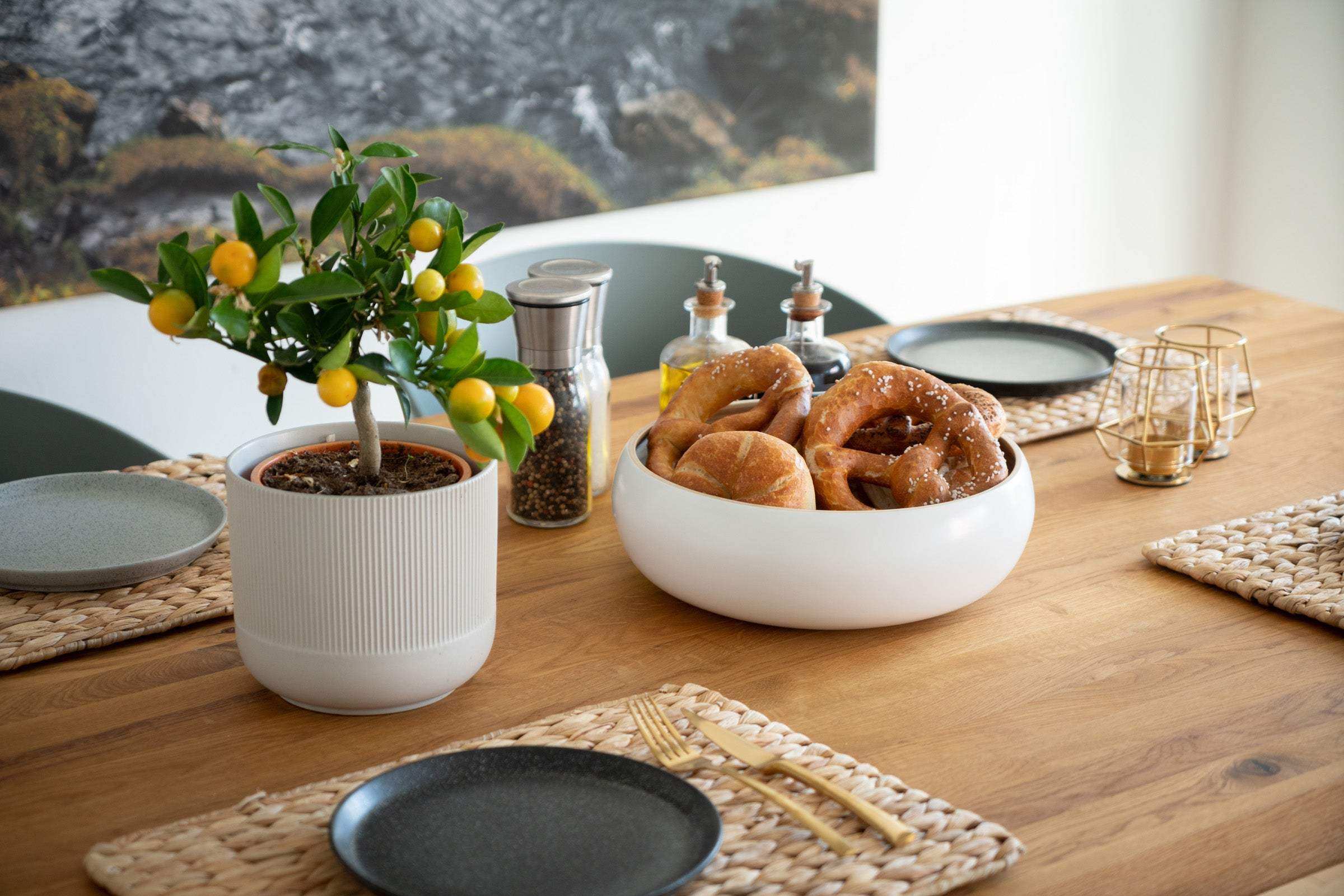 Obstschale aus Bambus Holz – Dekoschale mit farbiger Lackierung - Decorasian.eu