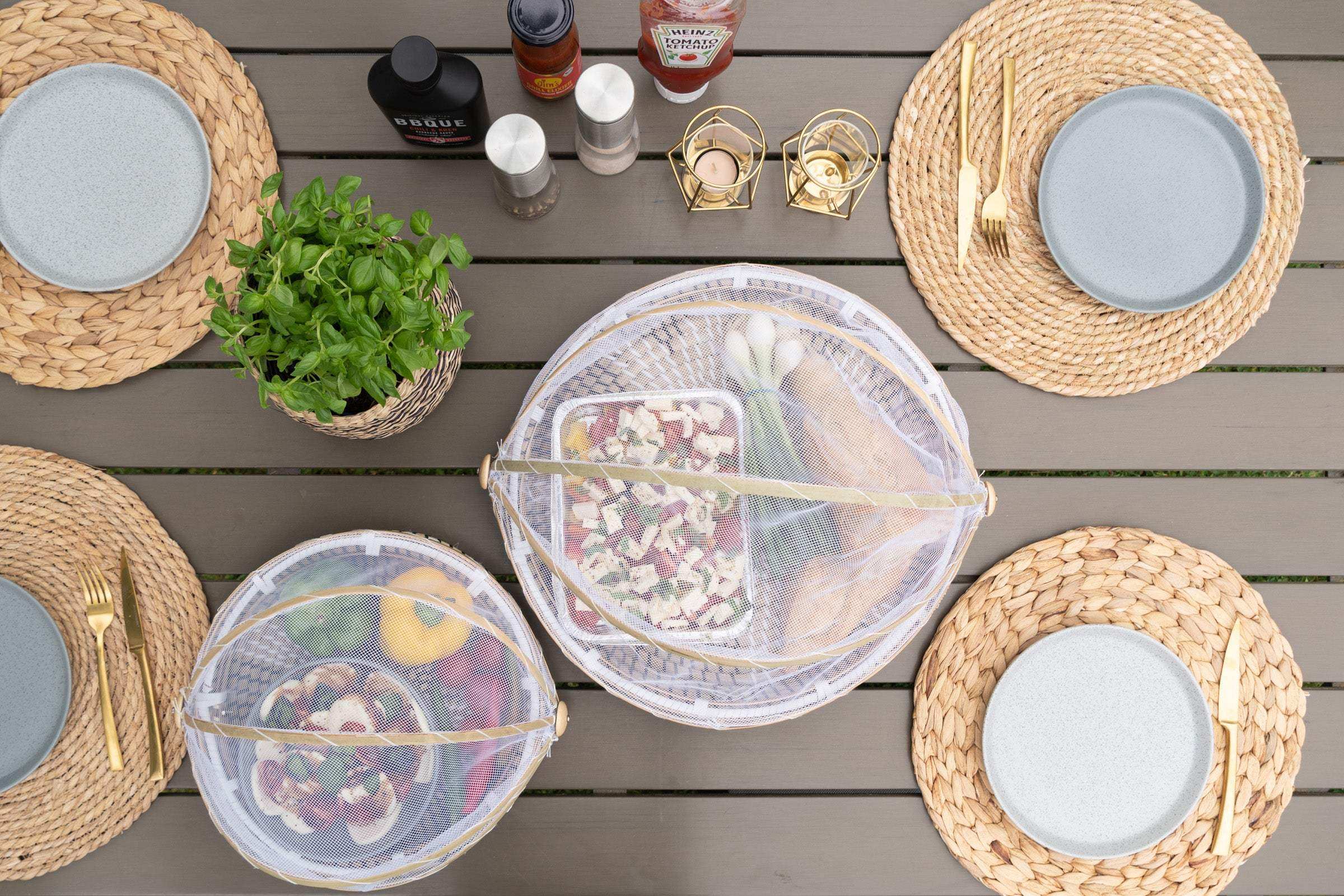 Serviertablett mit Insektenschutz, groß und rund - Decorasian.eu