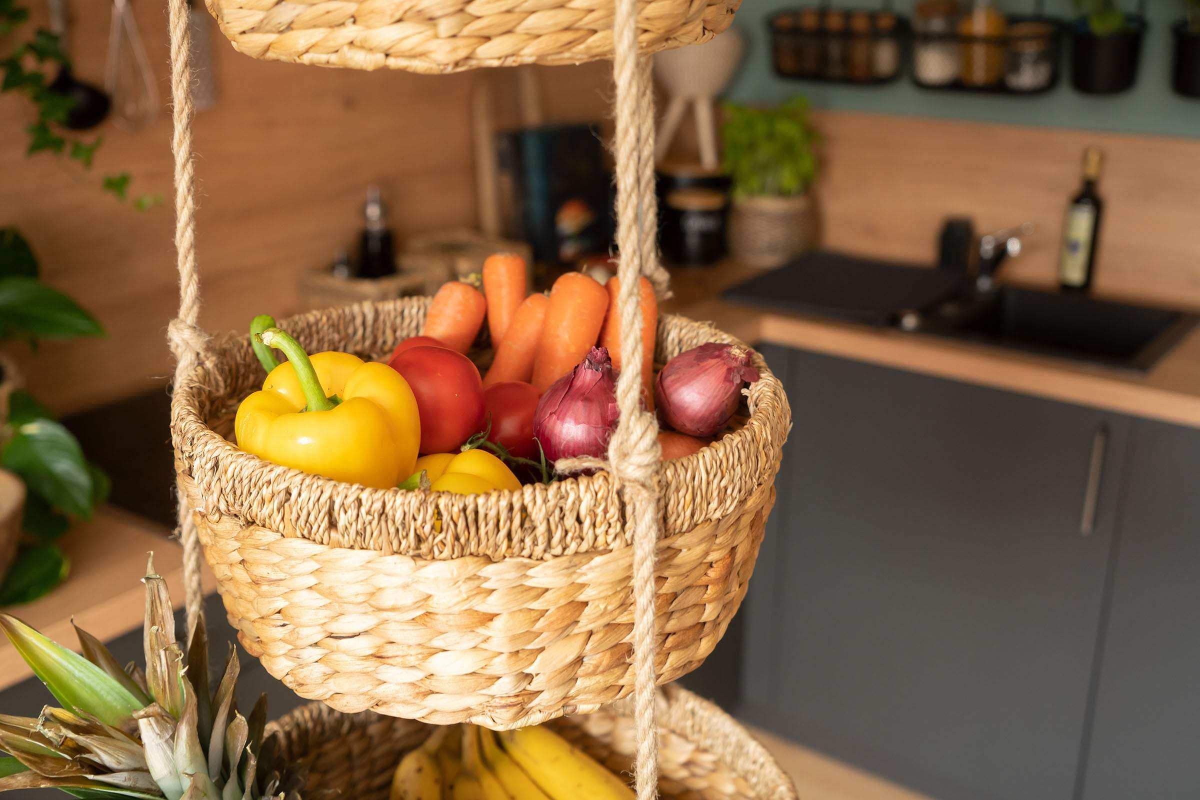 Hängekorb für die Küche - Hänge Etagere für Obst - Decorasian.eu