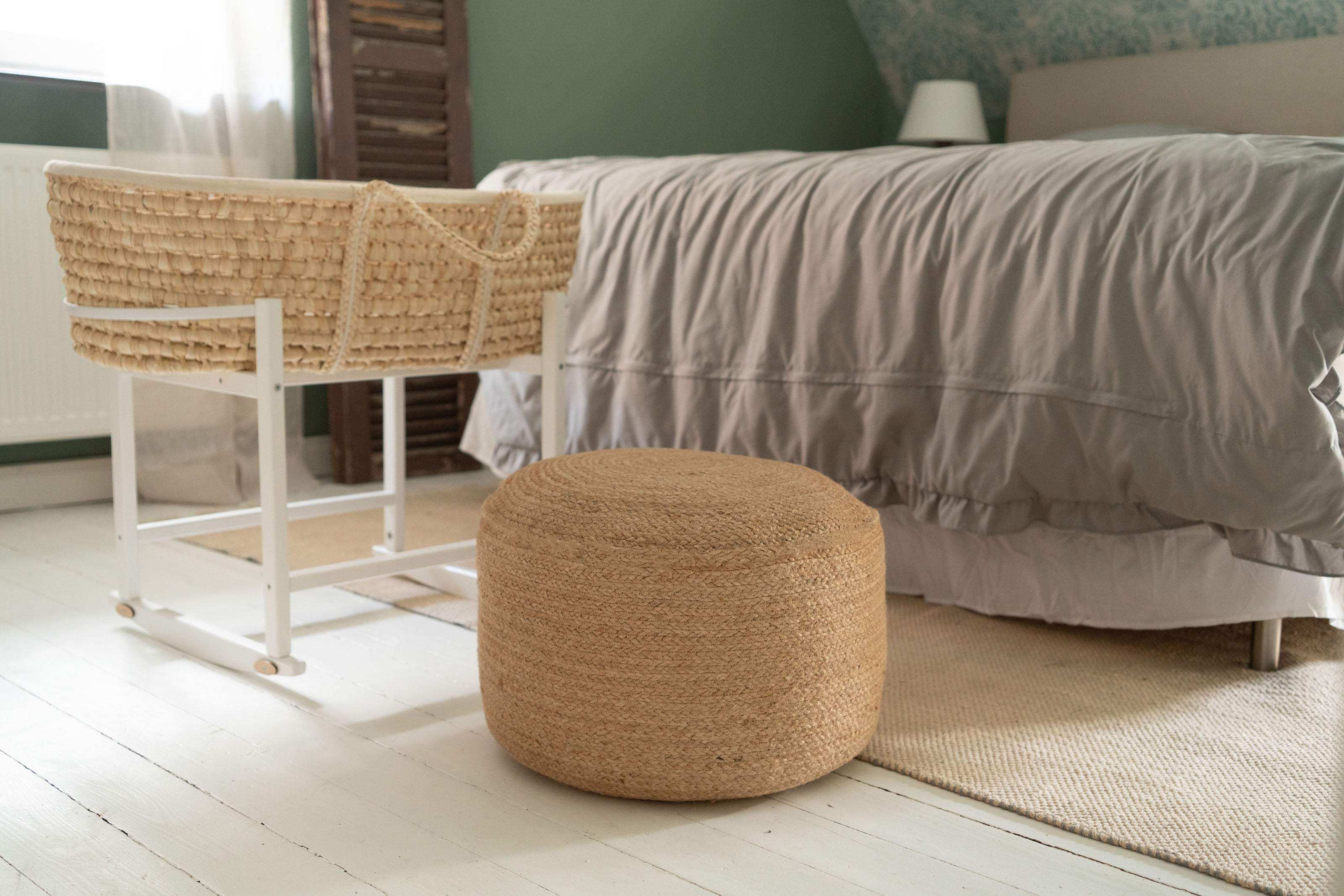 Runder Jute Pouf im Boho Stil - Decorasian.eu