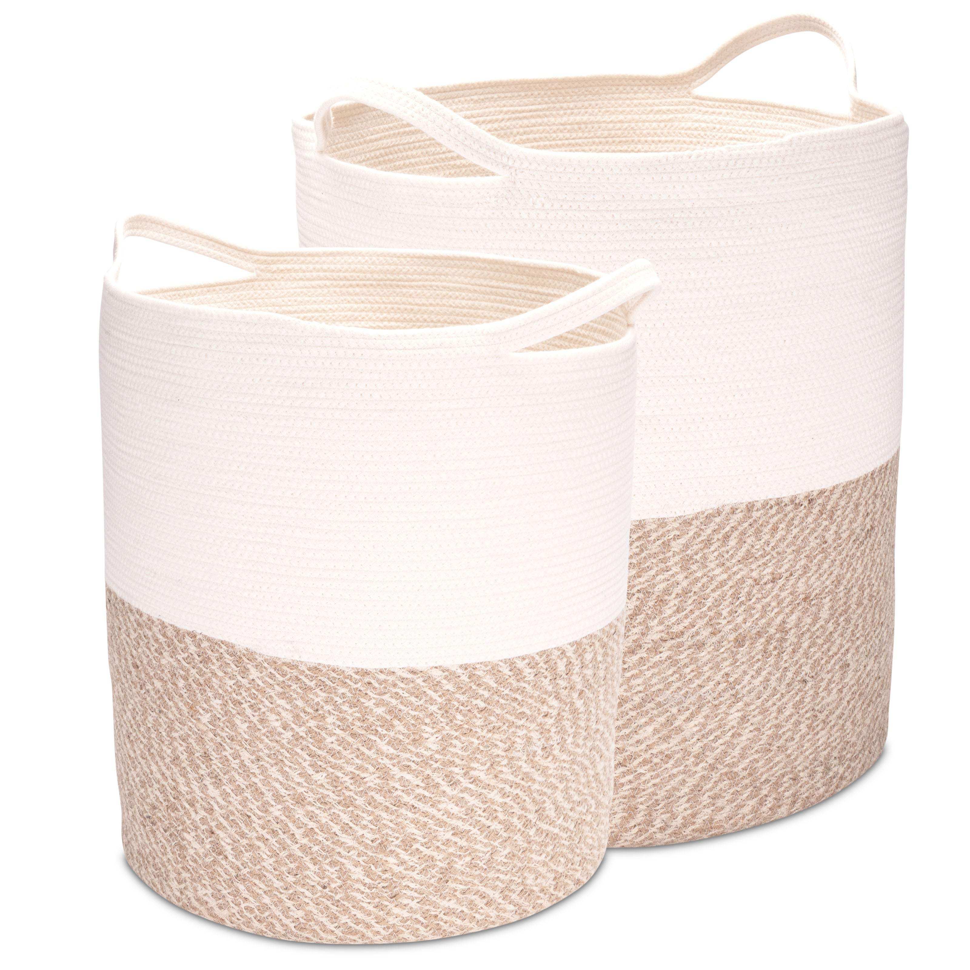 Großer Wäschekorb aus Jute und Baumwolle - Decorasian.eu