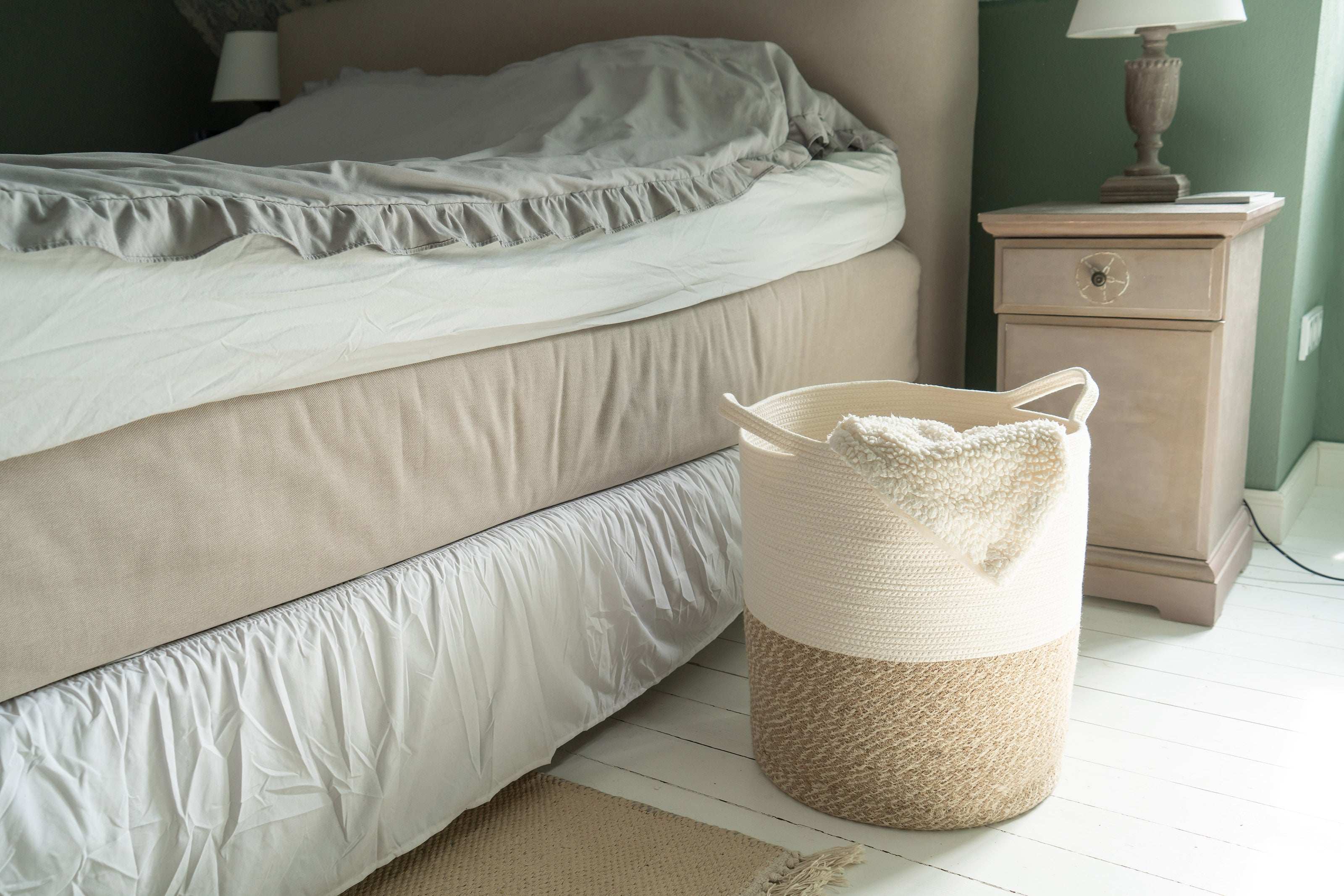 Großer Wäschekorb aus Jute und Baumwolle - Decorasian.eu