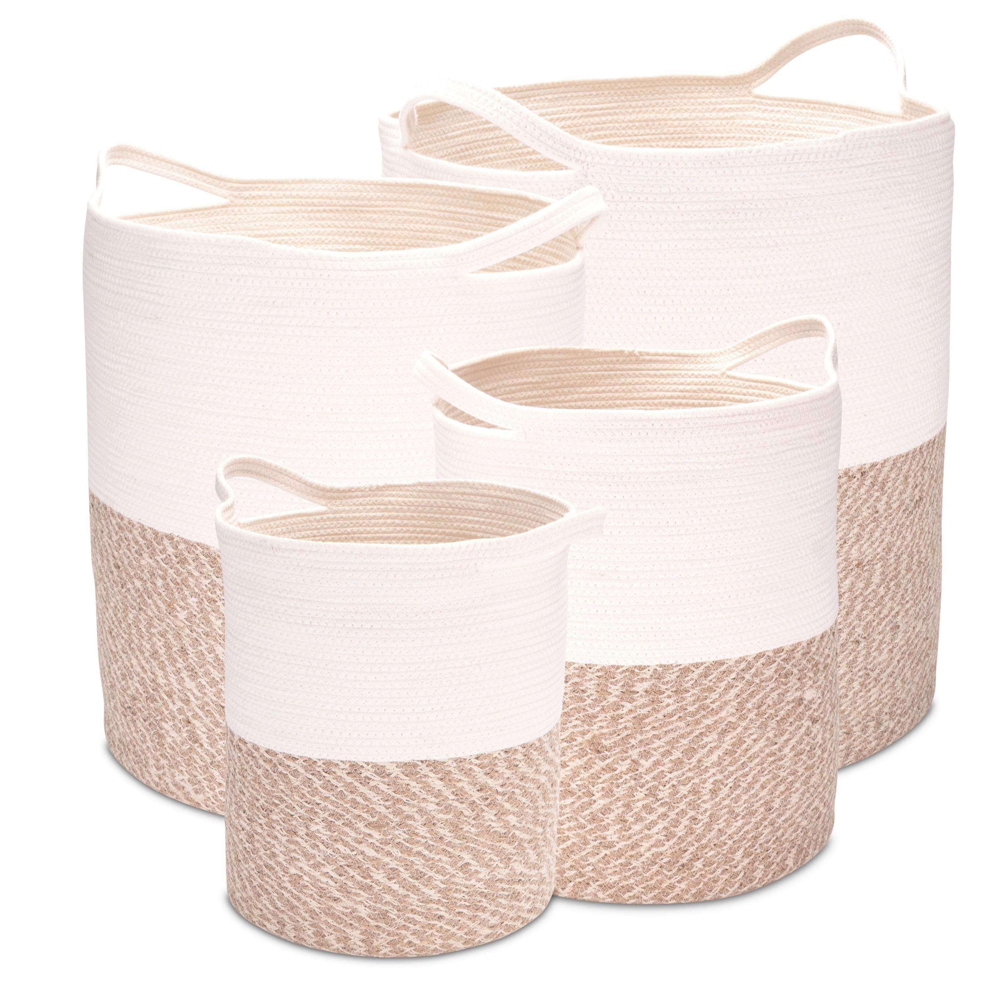 Großer Wäschekorb aus Jute und Baumwolle - Decorasian.eu