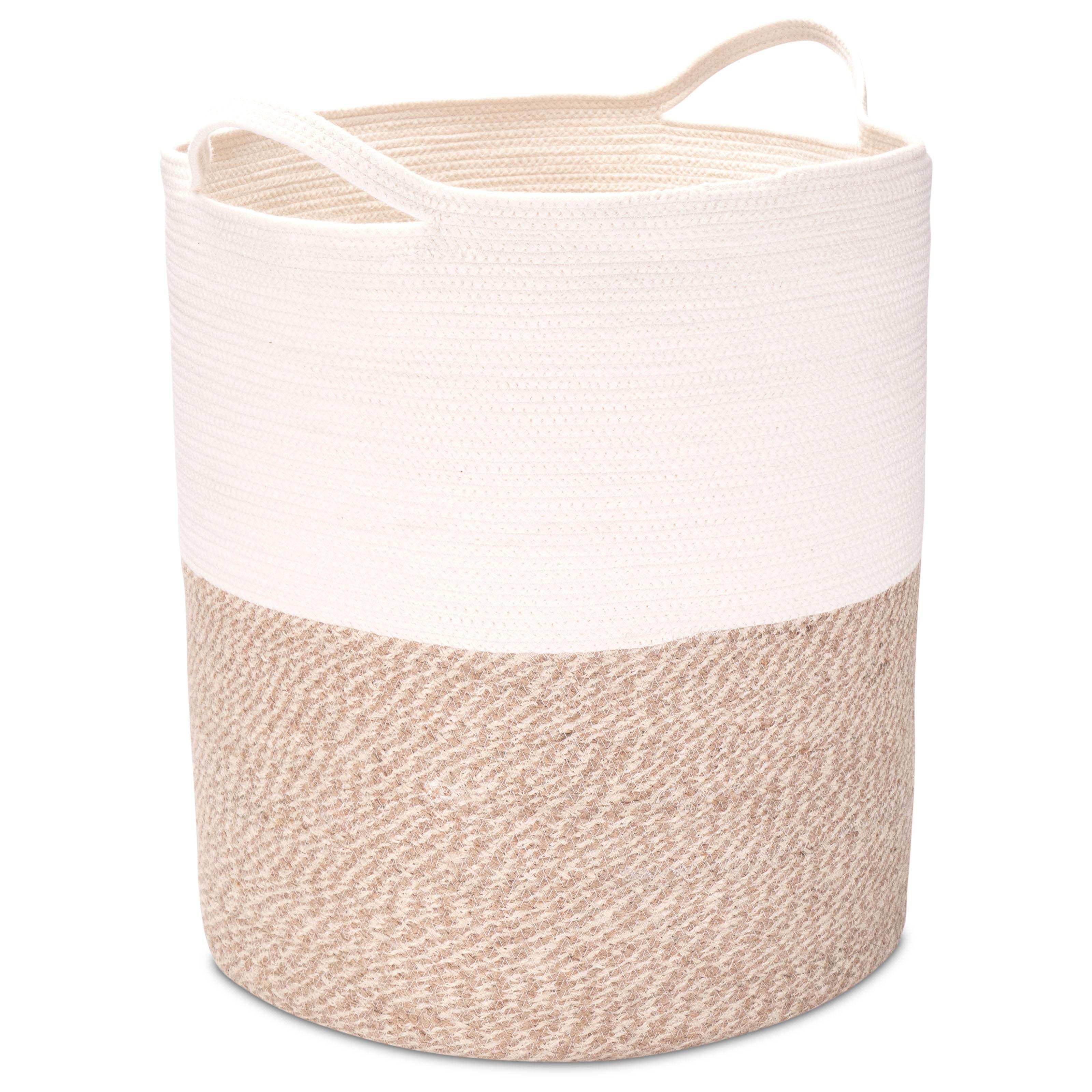 Großer Wäschekorb aus Jute und Baumwolle - Decorasian.eu