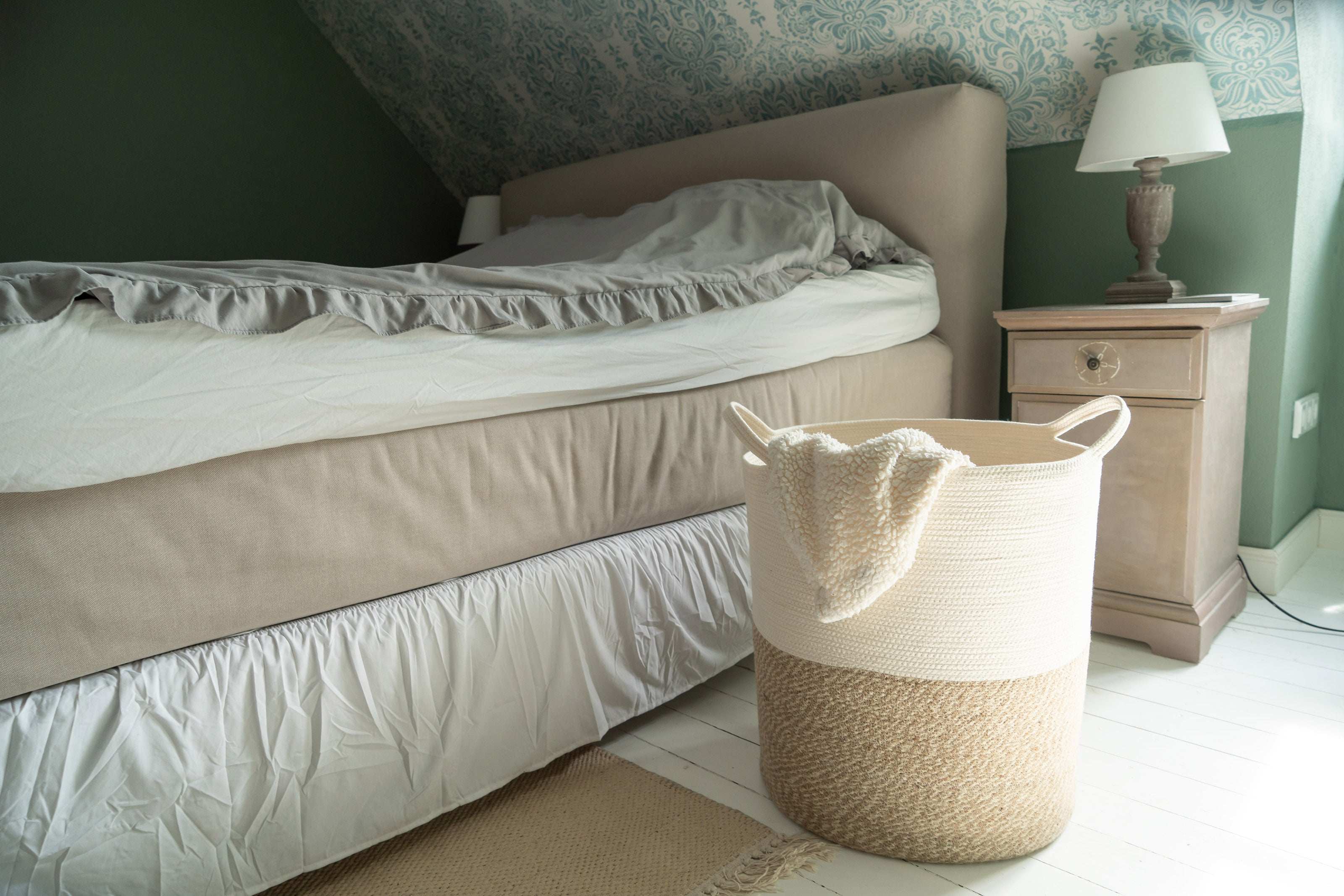 Großer Wäschekorb aus Jute und Baumwolle - Decorasian.eu