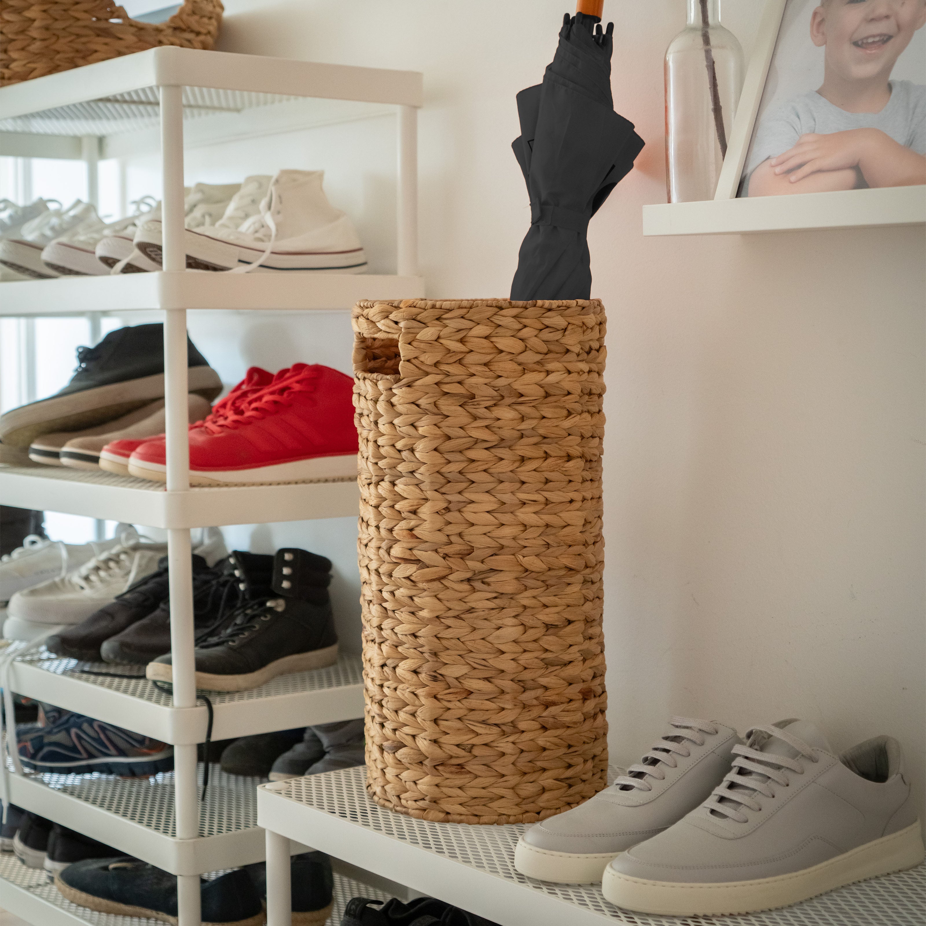 Natural Parasol Stand Made of Water Hyacinth: Stylish Organization for Hallways & Foyers