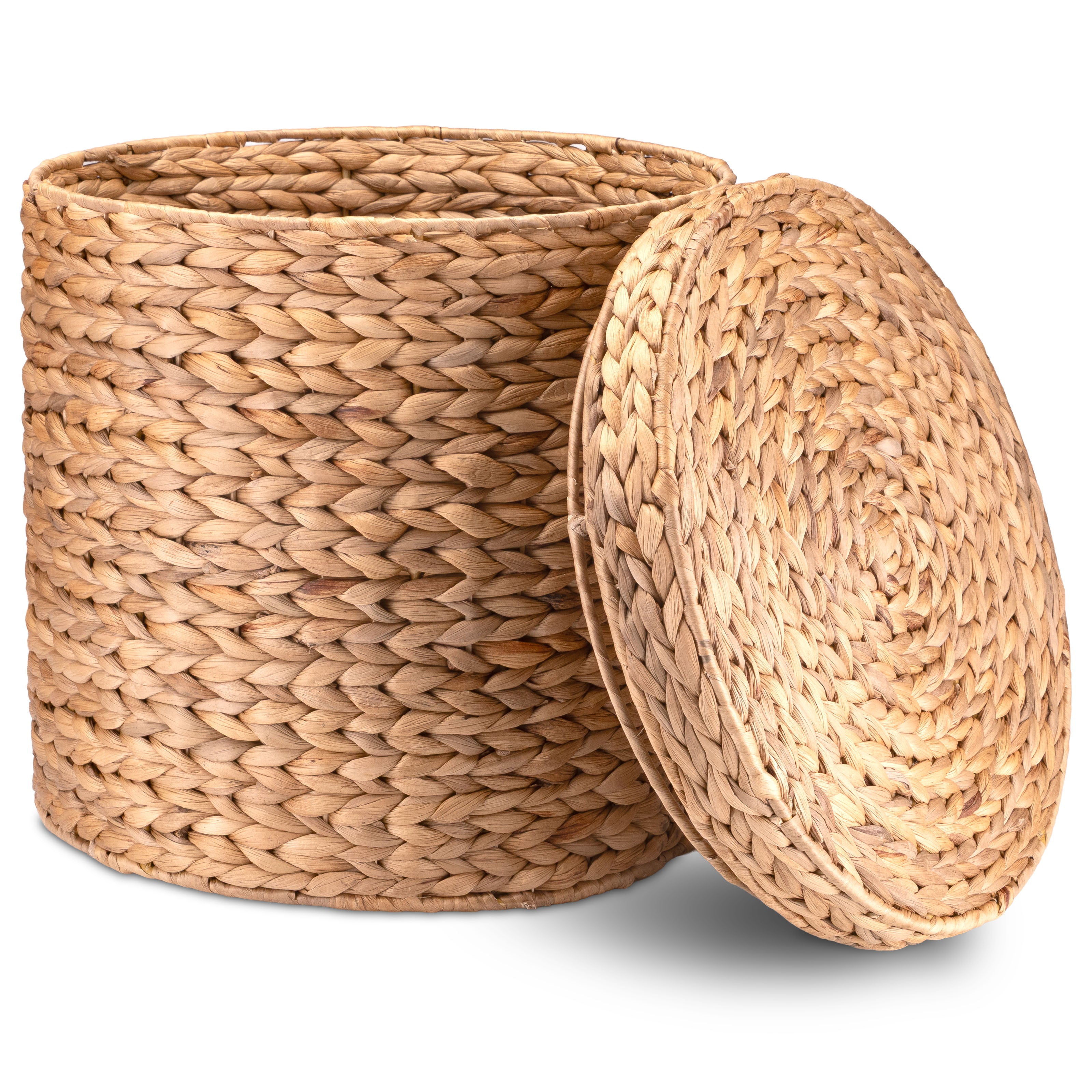 Robuster Wäschekorb & Sitzhocker in Einem: Natürlicher Stauraum aus Wasserhyazinthe