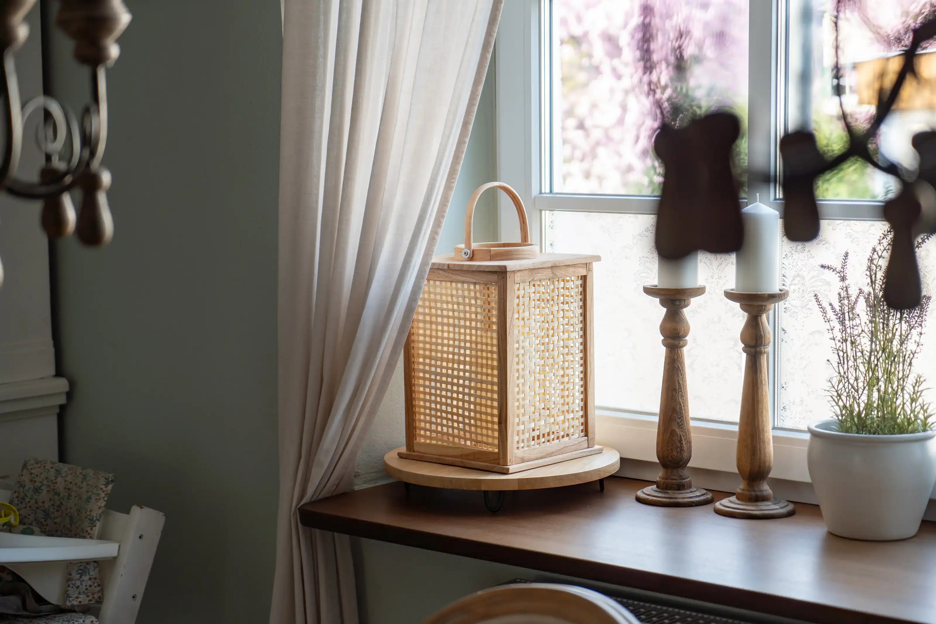 Boho Bambus Windlicht Laterne 25×25×35cm