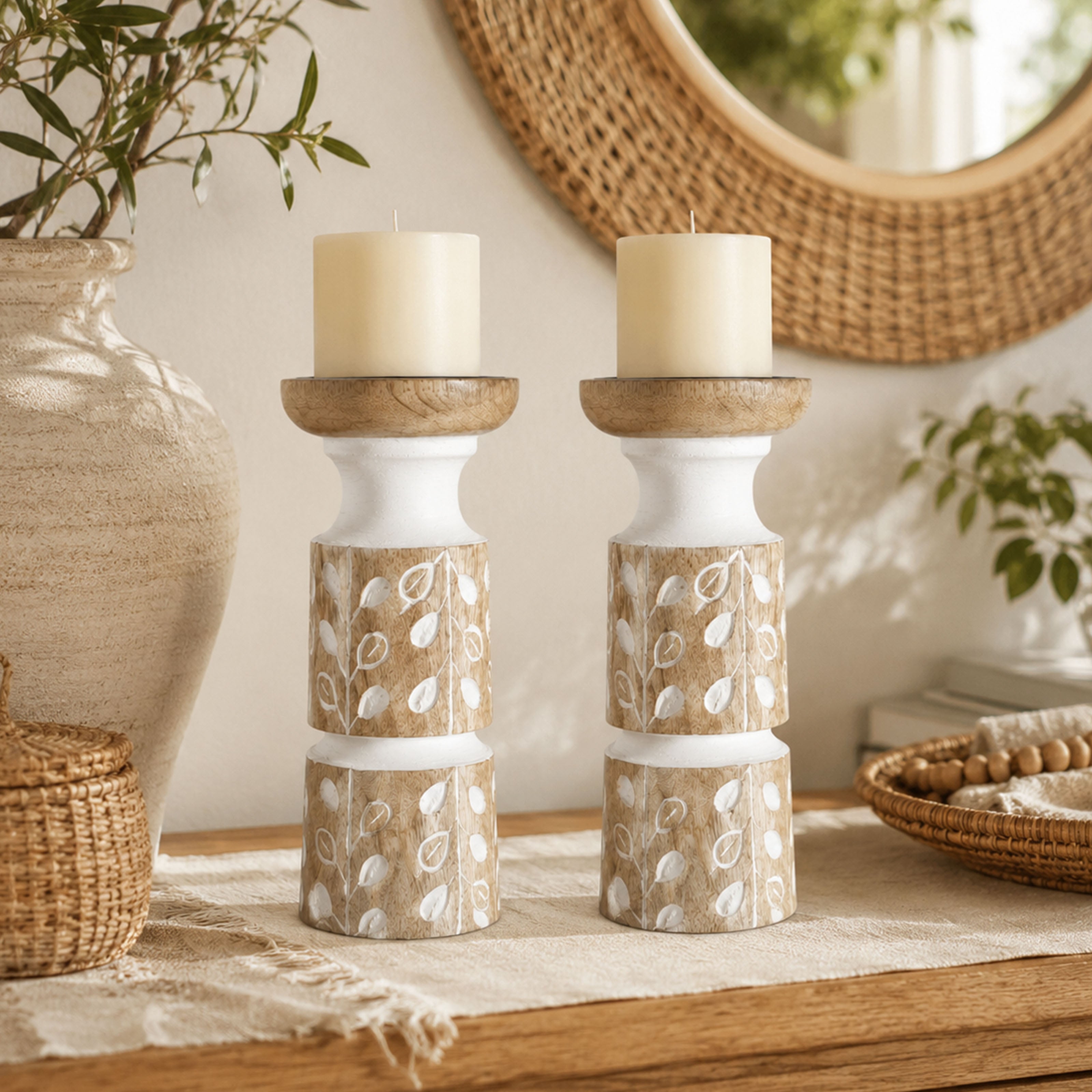 Handgefertigter Holz-Kerzenständer im Boho-Stil für dein gemütliches Wohlfühl-Zuhause