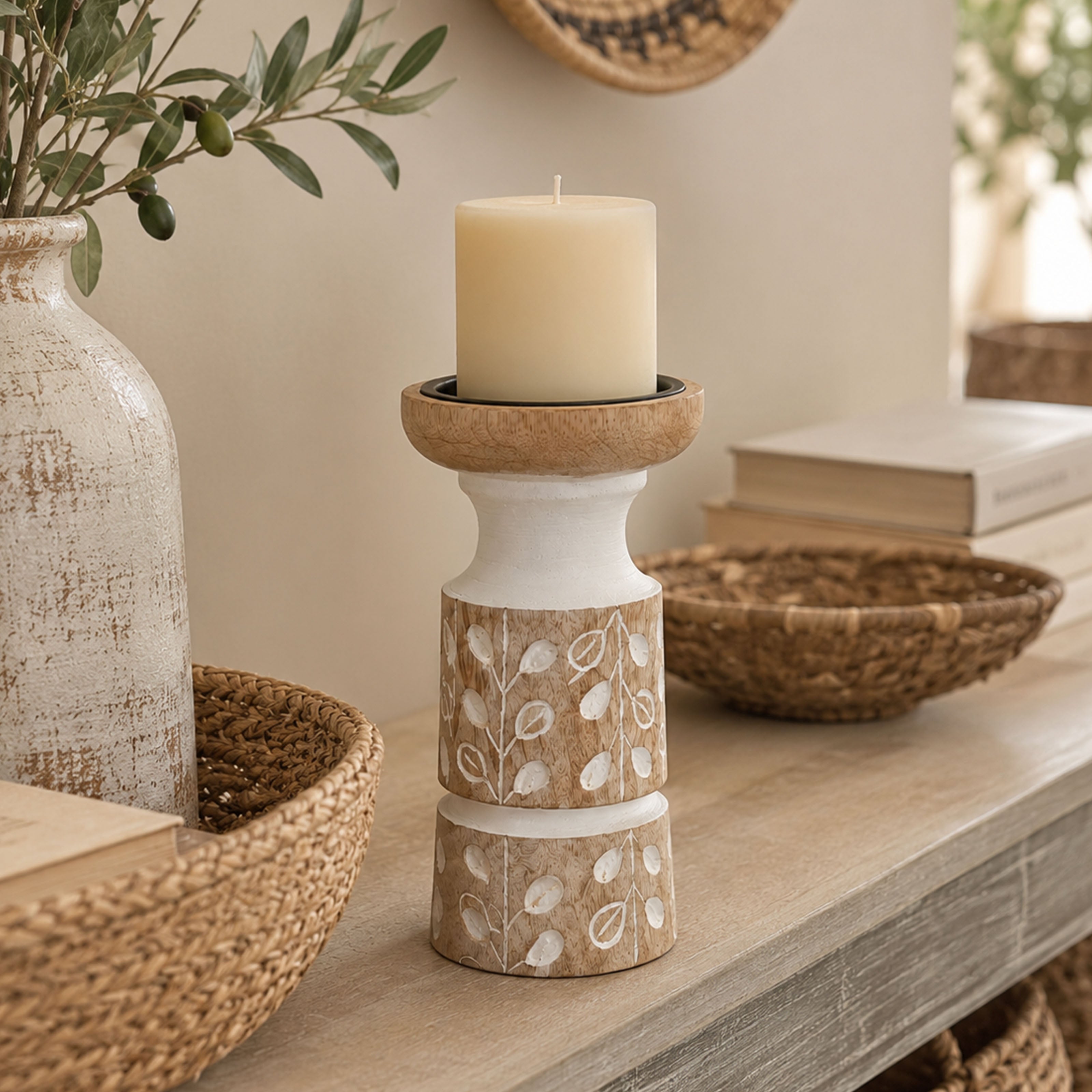 Handgefertigter Holz-Kerzenständer im Boho-Stil für dein gemütliches Wohlfühl-Zuhause
