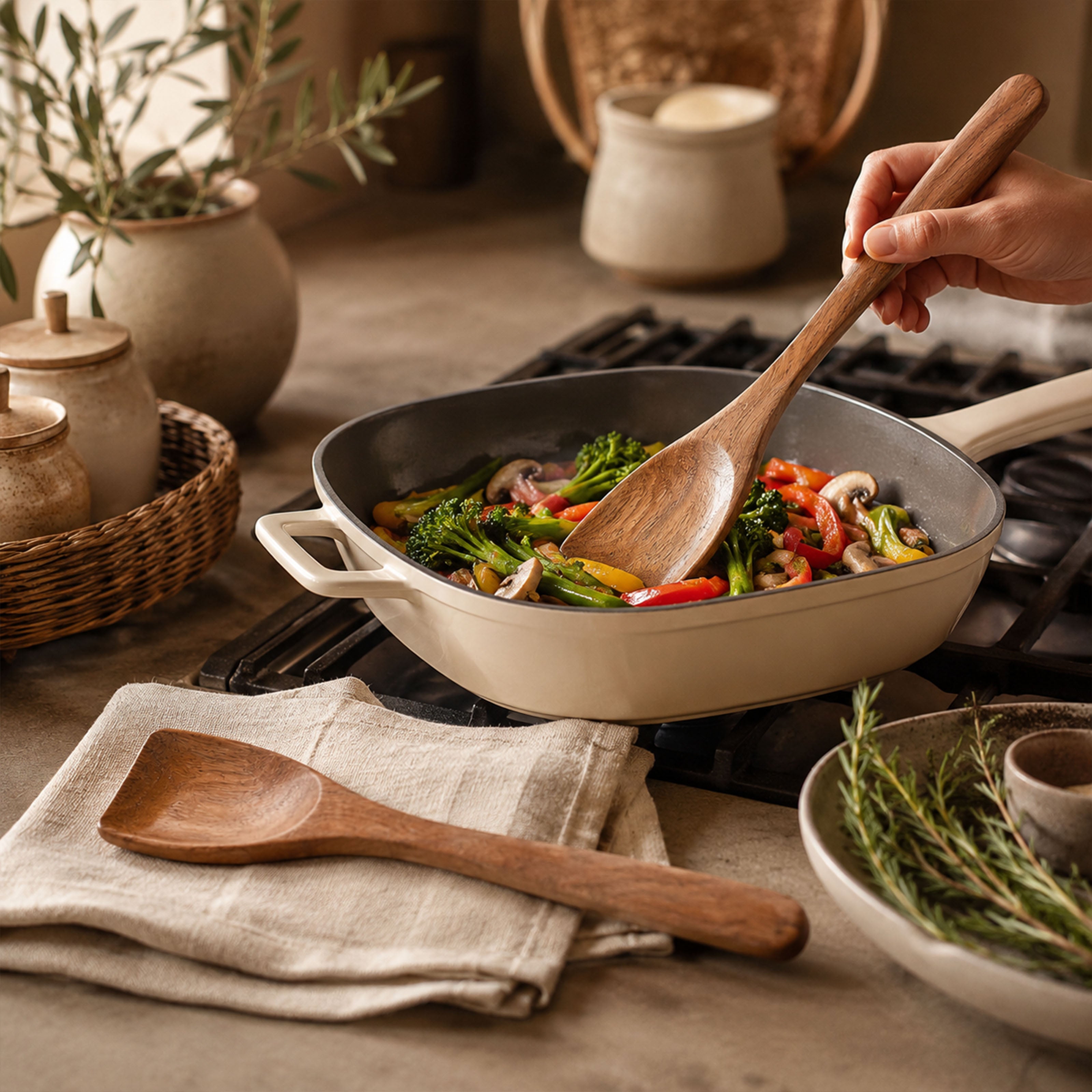Handgefertigtes Salatbesteck aus Mangoholz – Vielseitige Holzlöffel für Küche & Pfanne