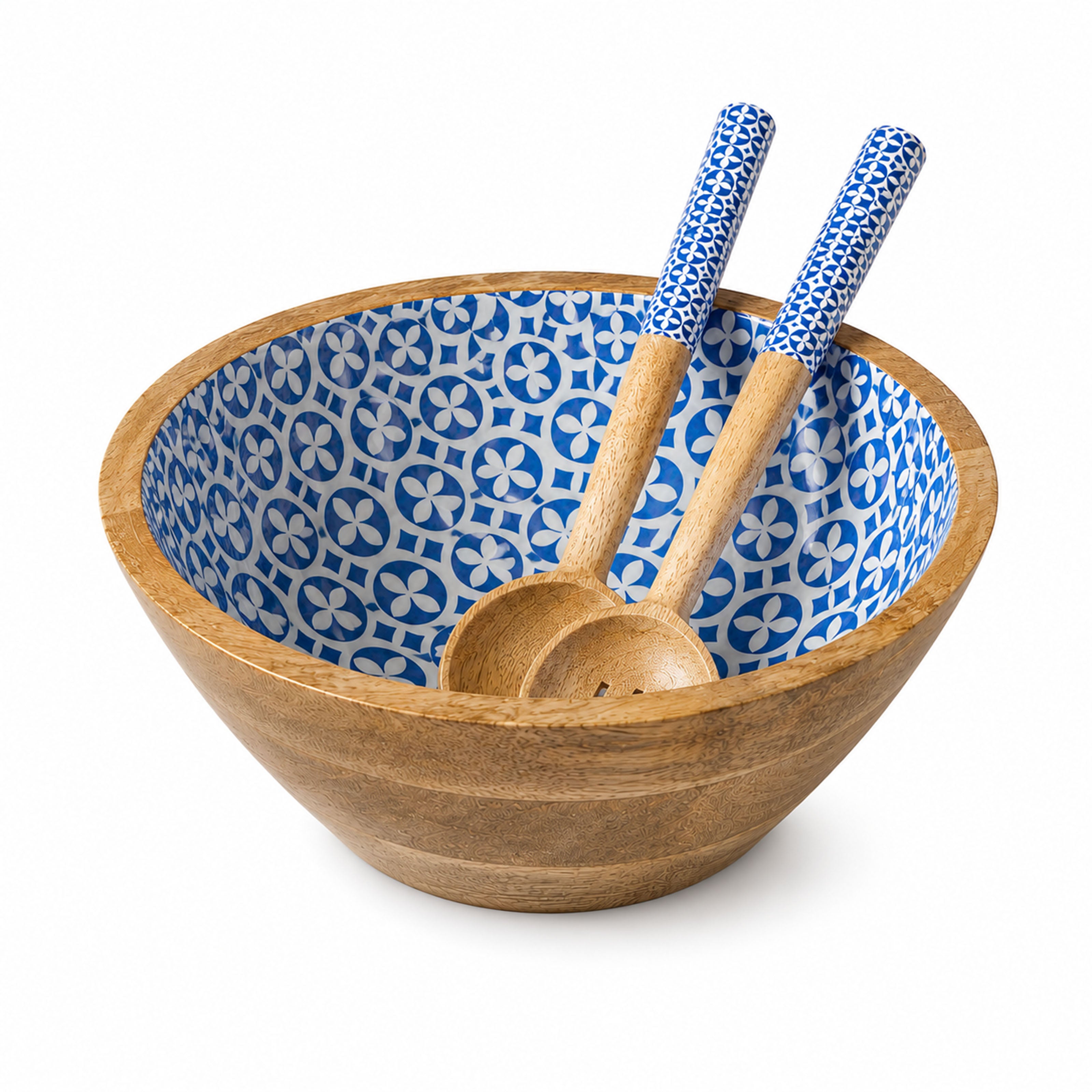 Mangoholz Schale mit Emaille-Muster für Salate & Dekoration - Mosaik