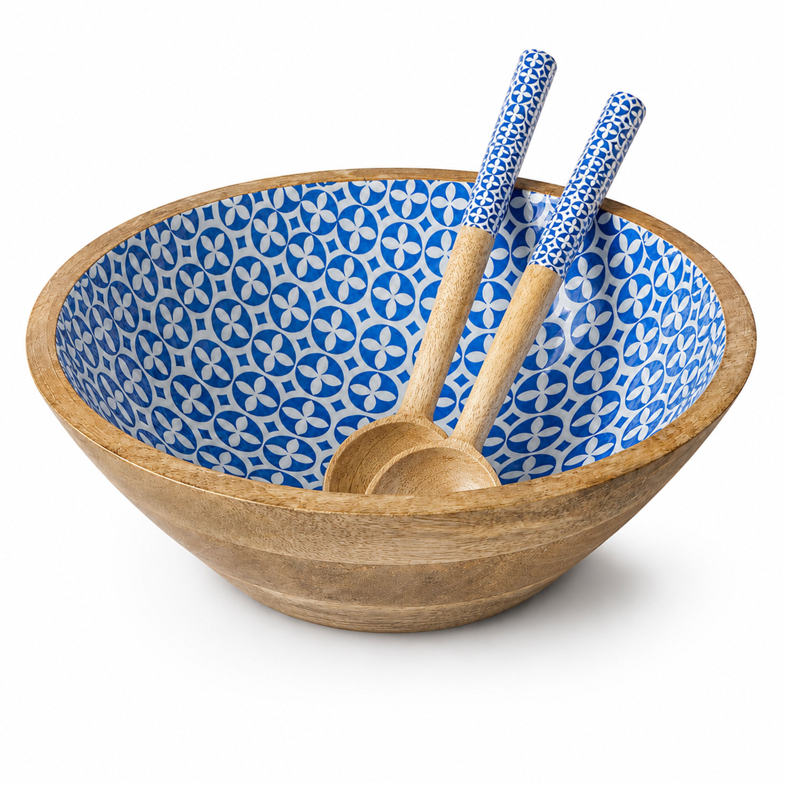 Mangoholz Schale mit Emaille-Muster für Salate & Dekoration - Mosaik