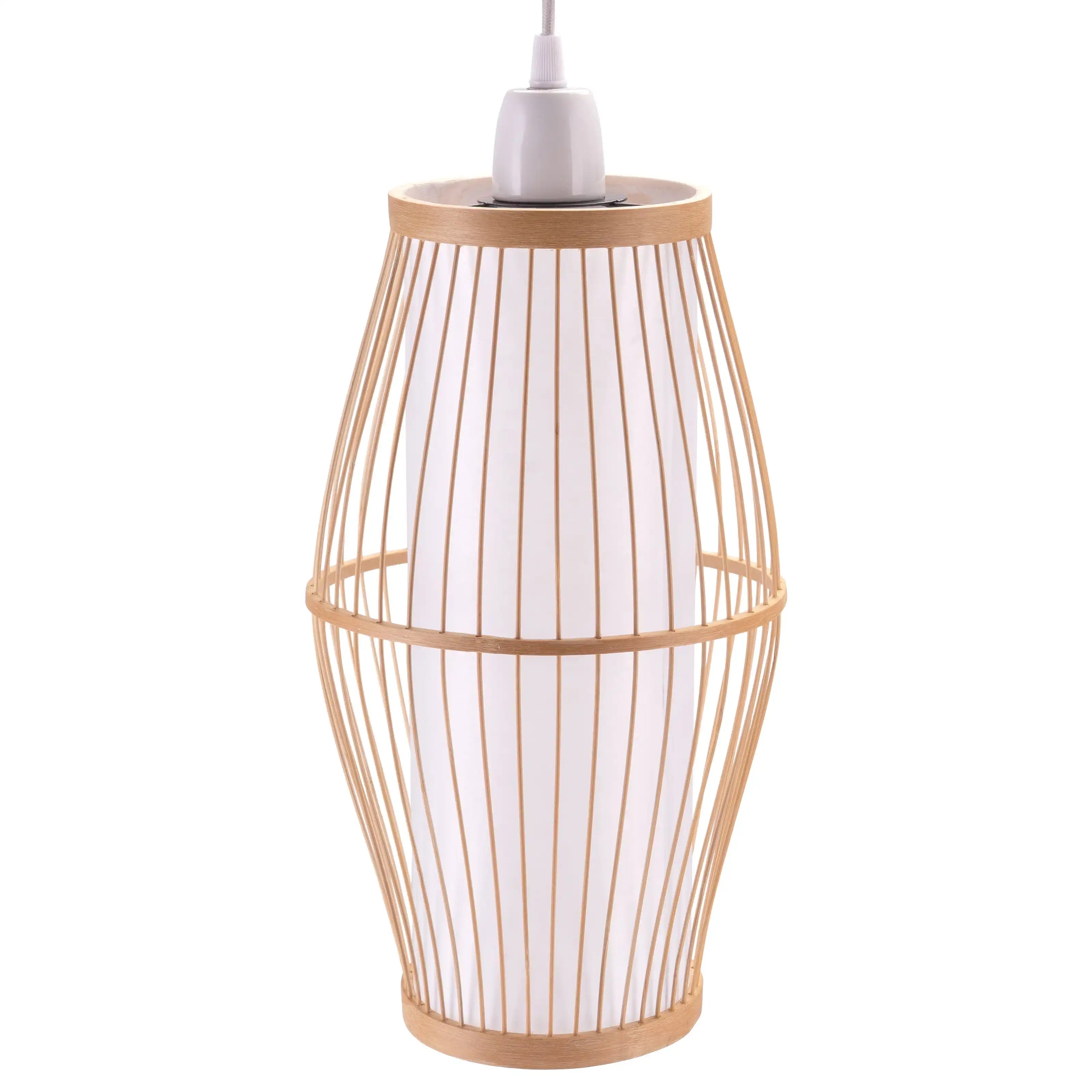 Boho Bambus Lampenschirm Ø20×35cm für E27 Lampenfassung