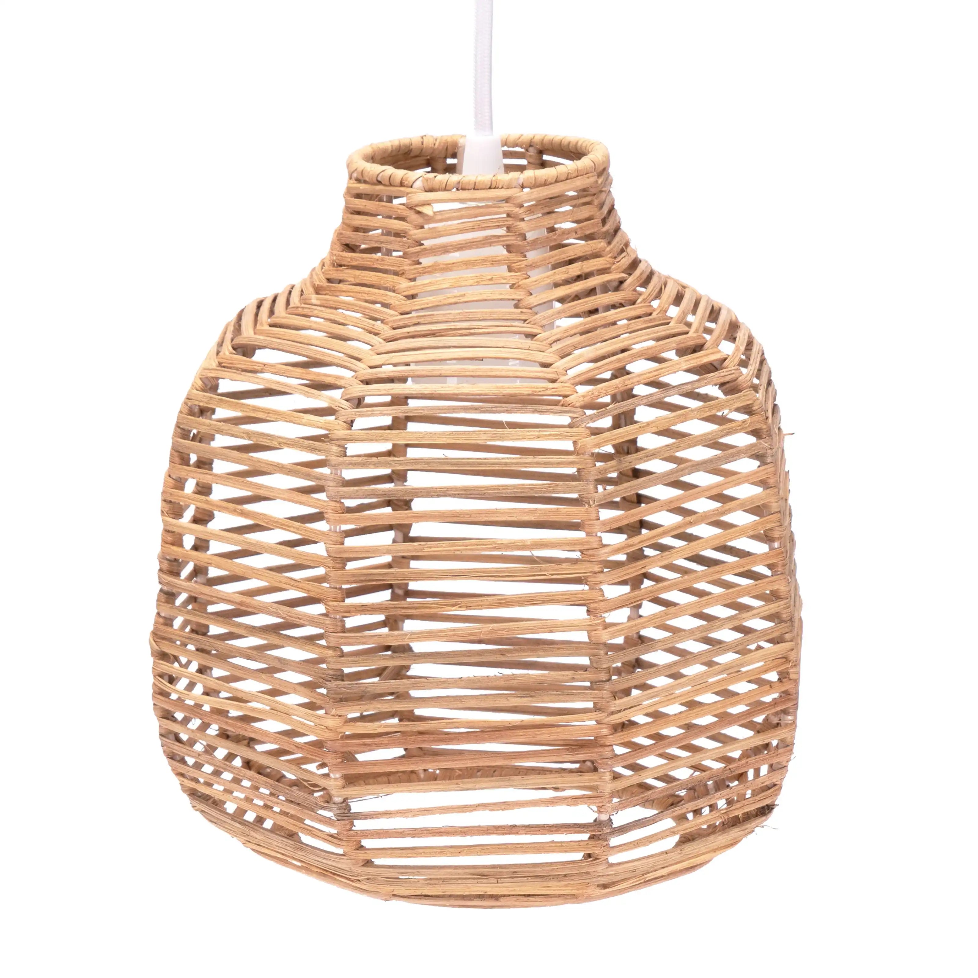 Boho Rattan Korb-Lampenschirm Ø22×22 cm für E27 Lampenfassung