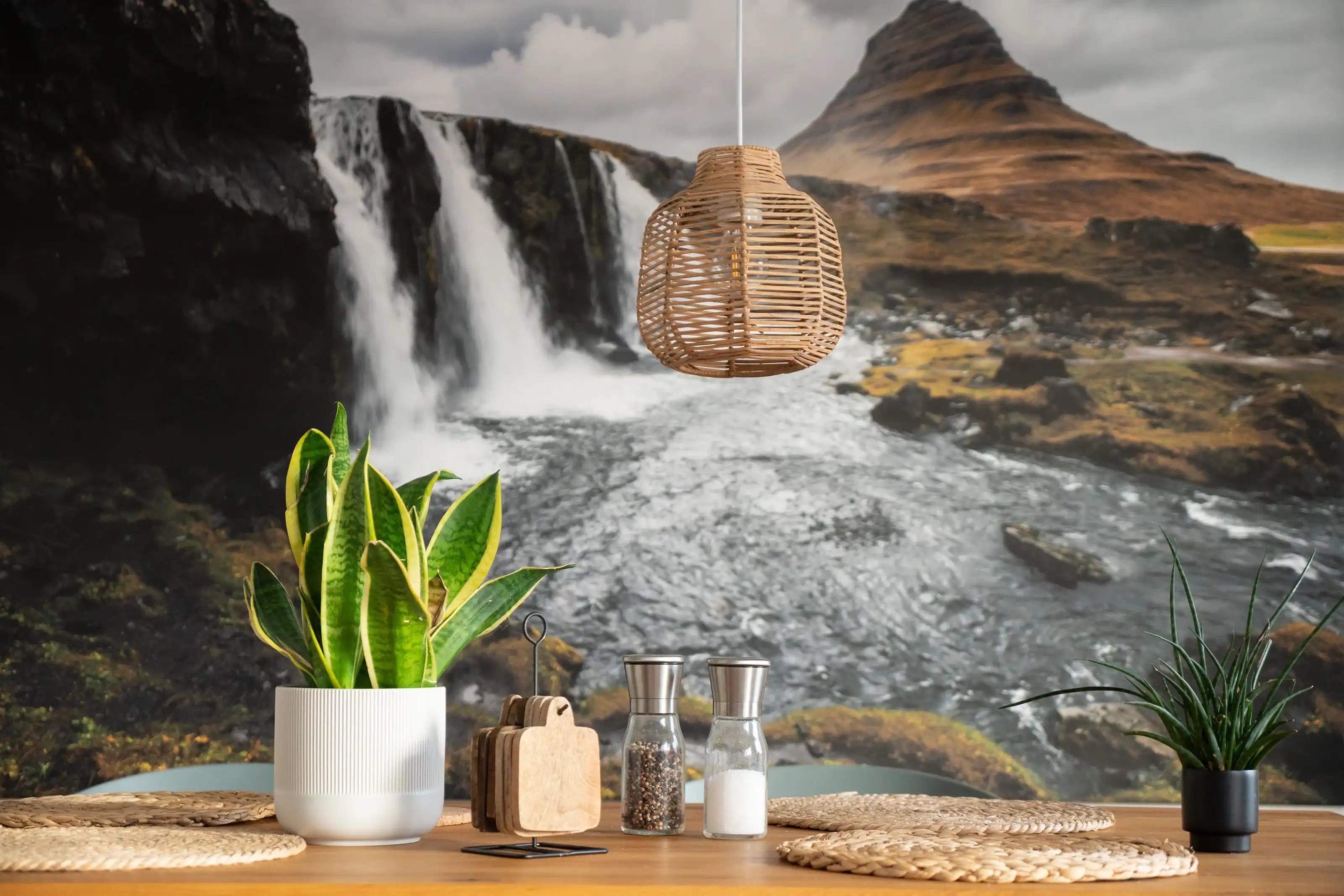 Boho Rattan Korb-Lampenschirm Ø22×22 cm für E27 Lampenfassung