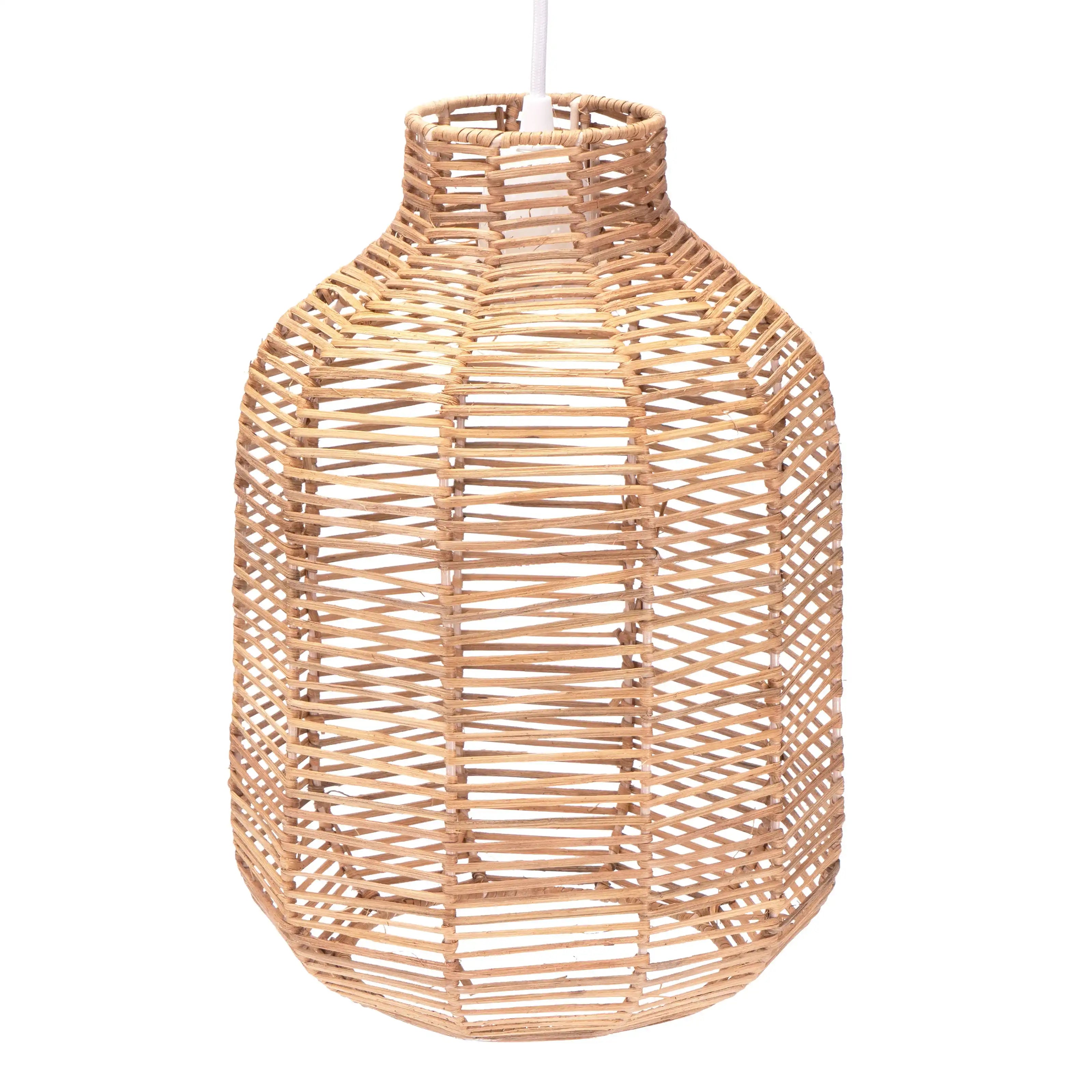 Boho Rattan Korb-Lampenschirm Ø25×35 cm für E27 Lampenfassung