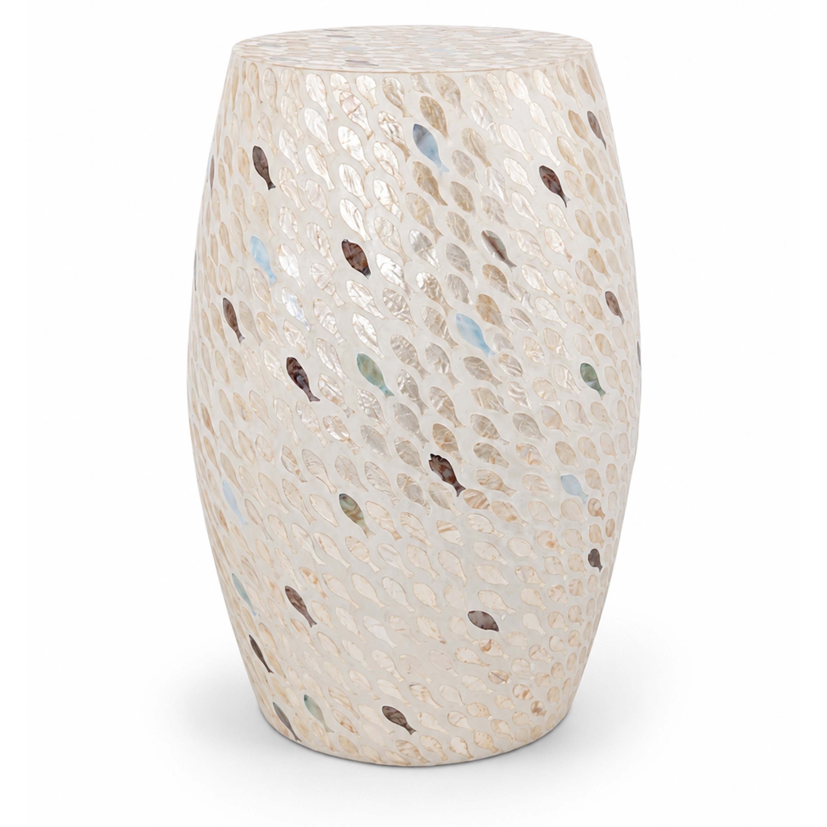 Elegant Mother-of-Pearl Side Table 50cm – Handcrafted Flower Stool & Chic Pedestal