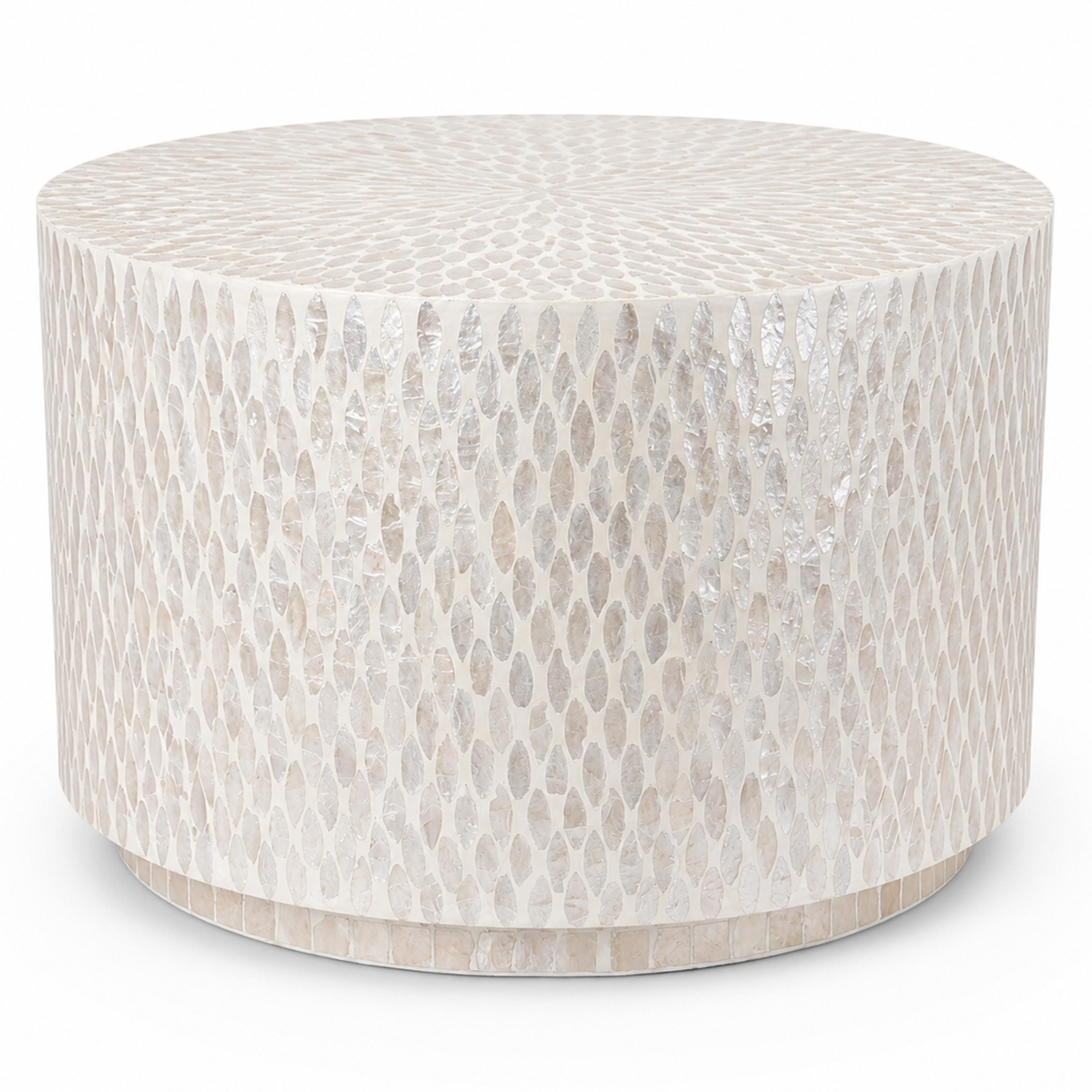 Exclusive Mother-of-Pearl Coffee Table 60cm – Handcrafted Mosaic Unique Piece for Your Stylish Living Room