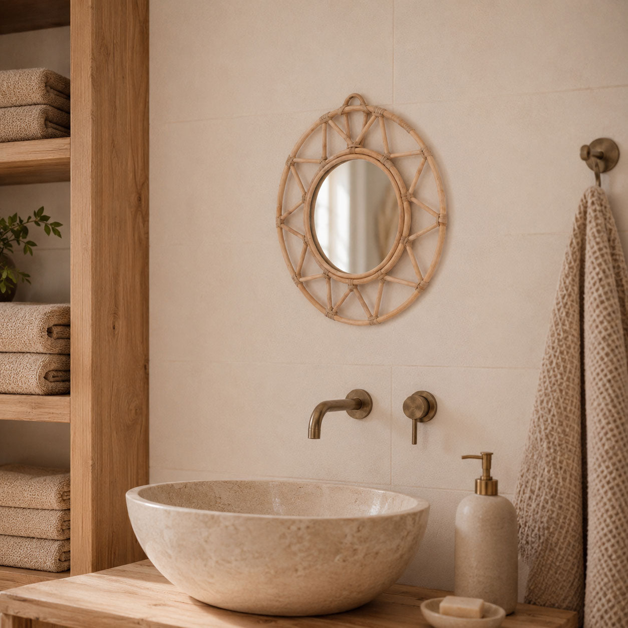 Handgefertigter Rattan Wandspiegel – Dein dekoratives Boho-Highlight für ein gemütliches Zuhause