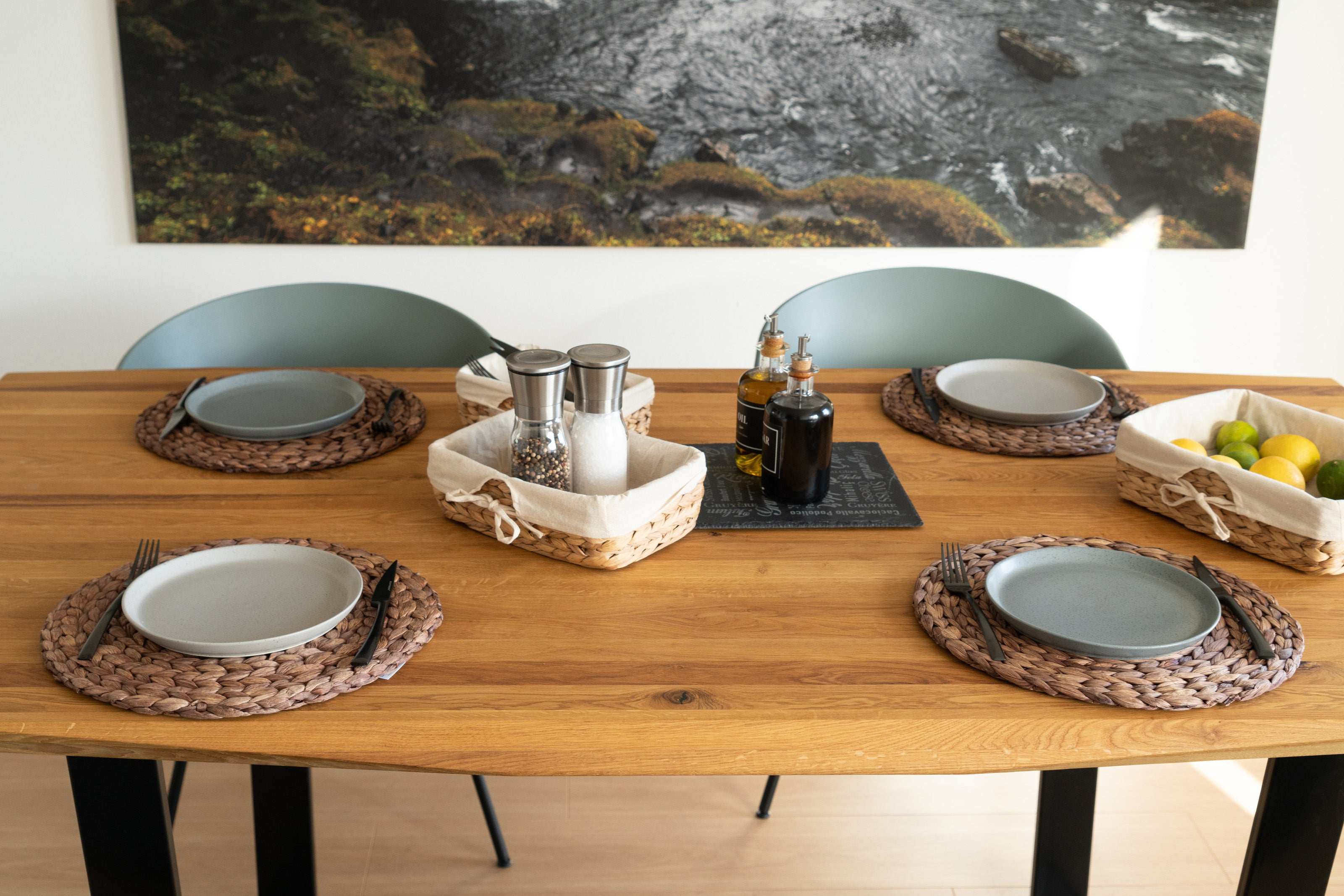 Tischsets aus Wasserhyazinthe, rund geflochten - 35cm Durchmesser - Decorasian.eu