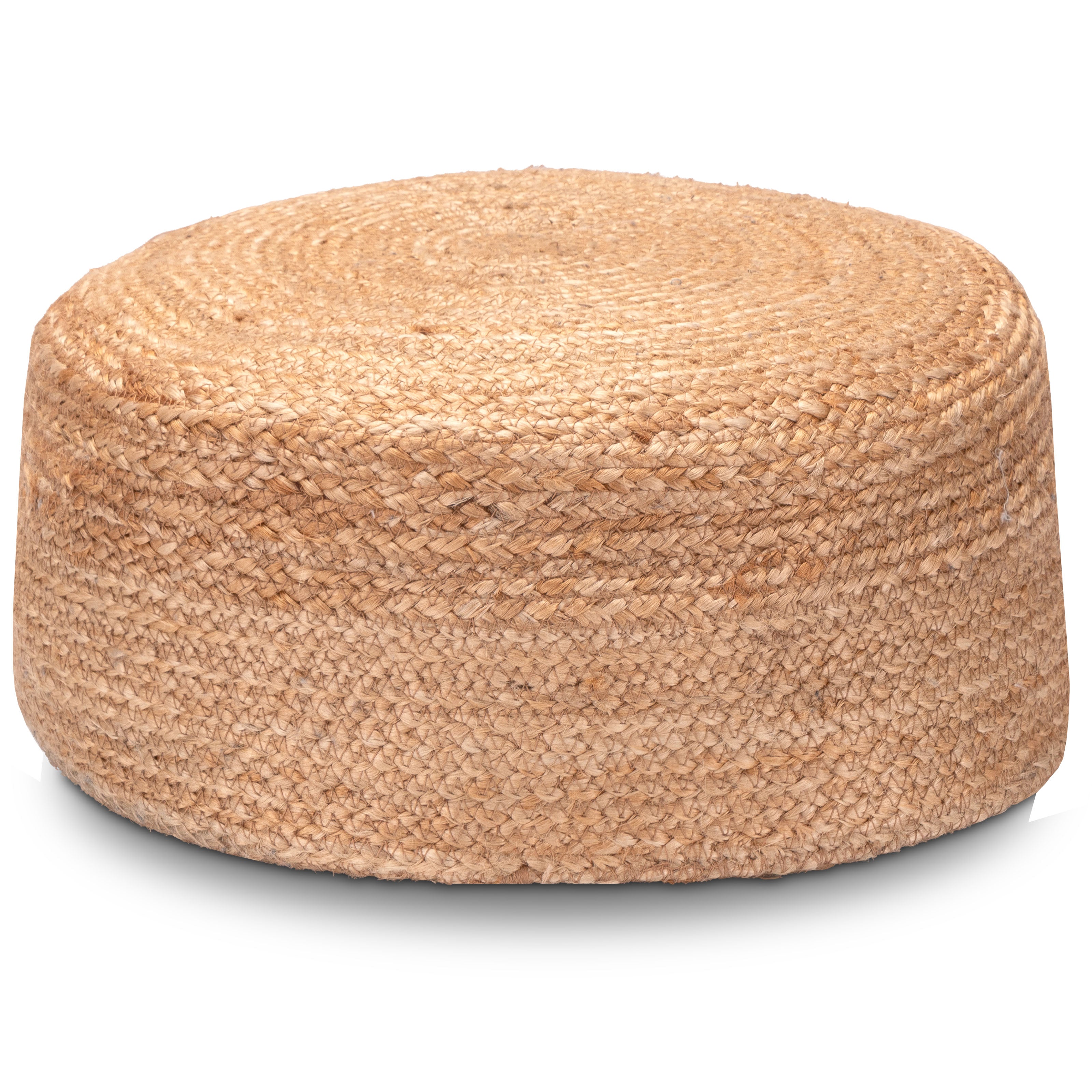 Handgeflochtener Jute Pouf Hocker – Rundes Boho Sitzkissen für natürliche Geborgenheit