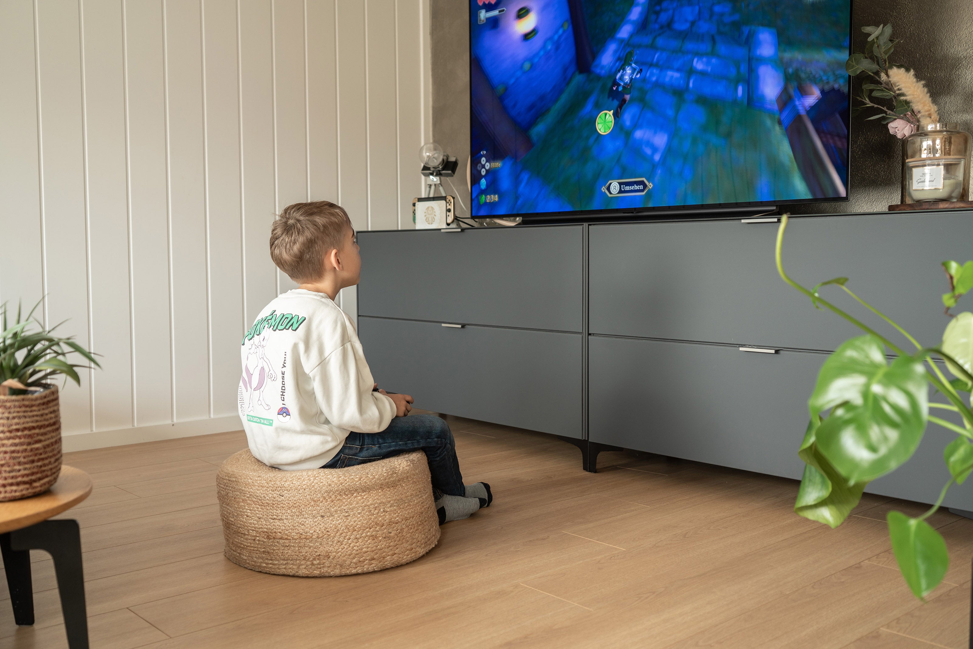 Großer Jute Pouf Hocker 50x20cm – Handgeflochtenes Boho-Sitzkissen für maximalen Wohnkomfort