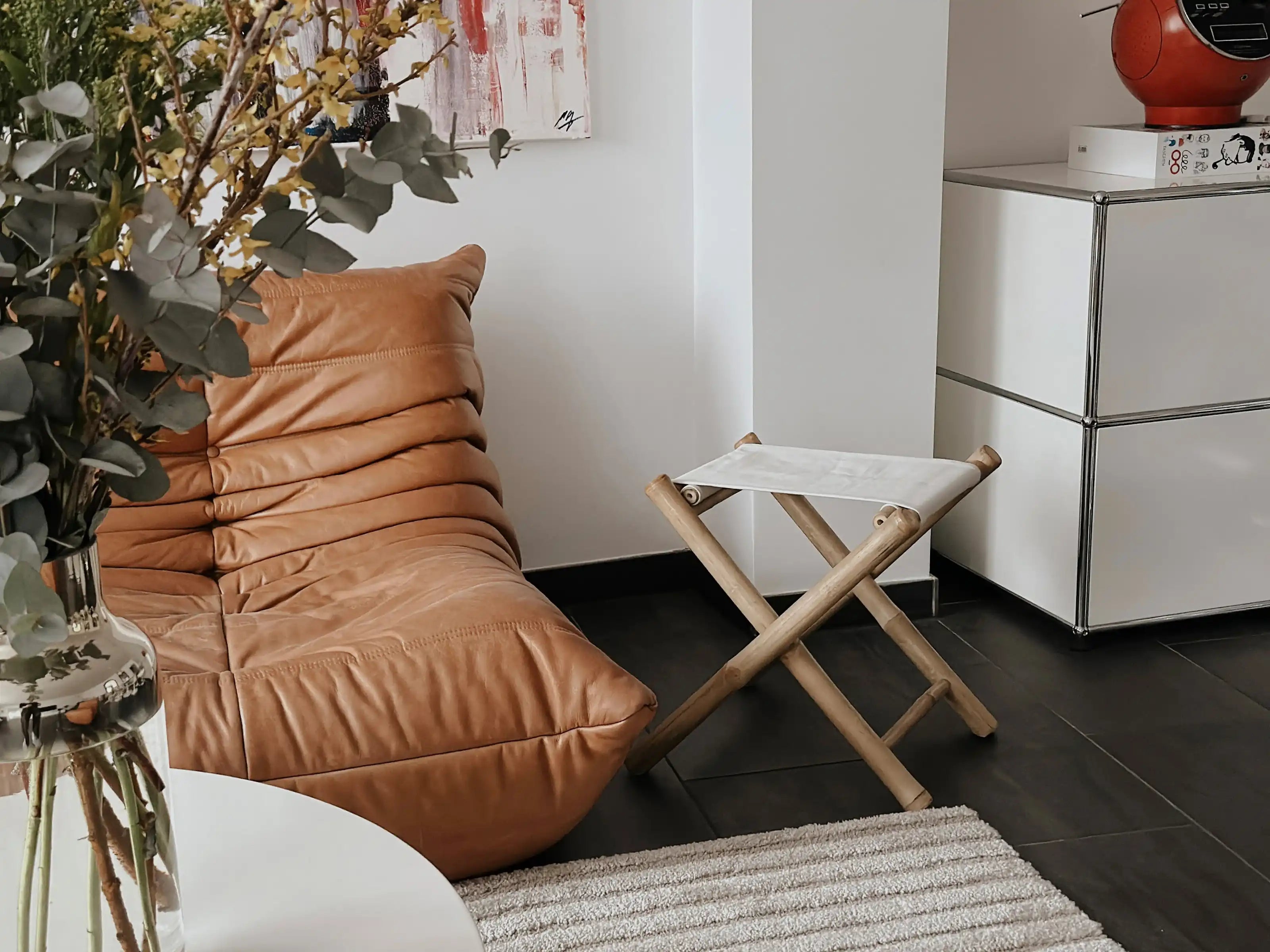 Bambus Klapphocker 40×40×42cm - Fußhocker