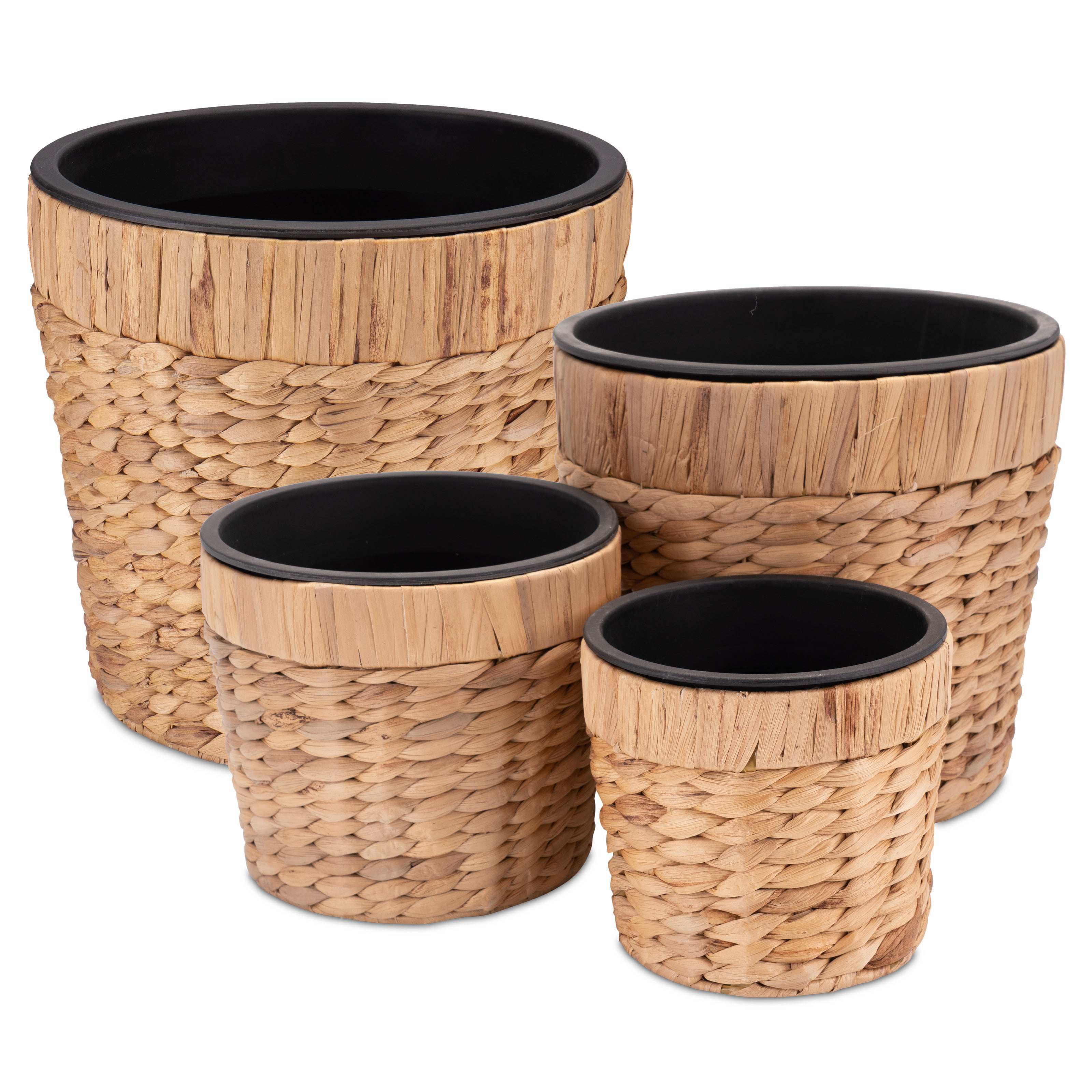Pflanztopf geflochten aus Wasserhyazinthe - Korb mit Kunststoffeinsatz - Decorasian.eu