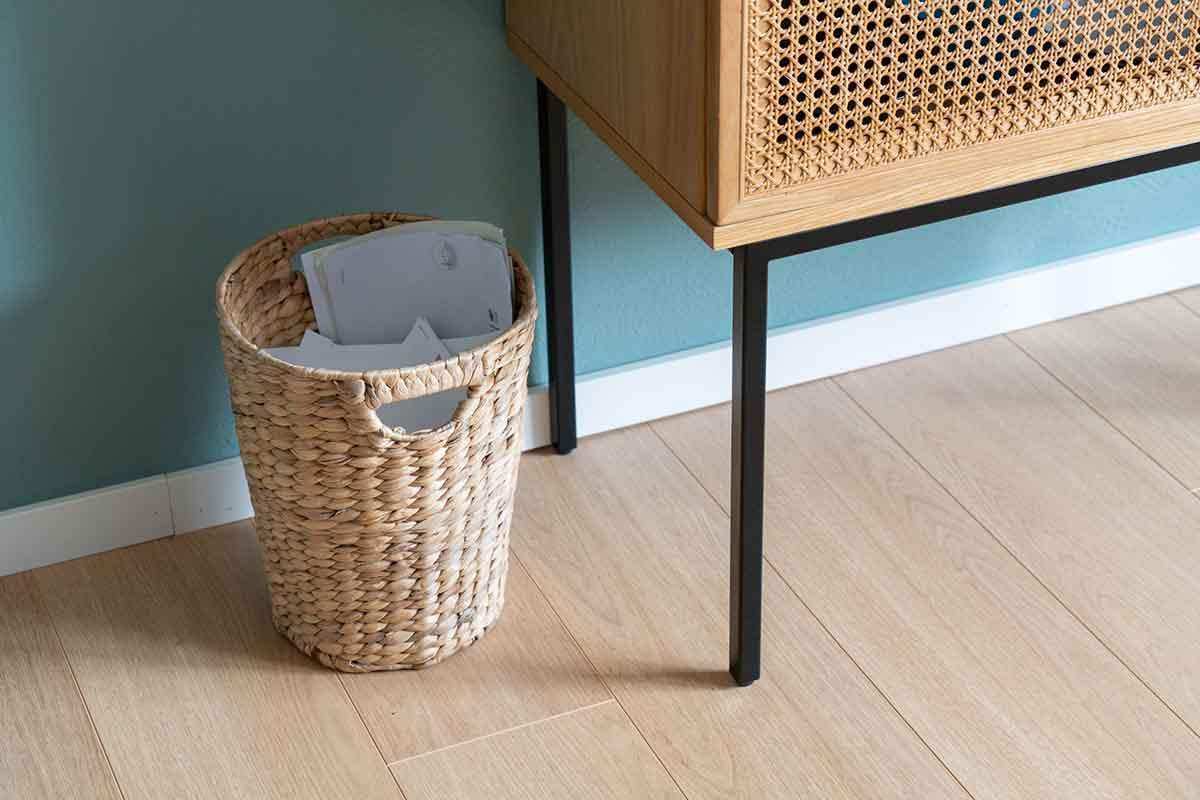 Papierkorb geflochten aus Wasserhyazinthe mit Griffen - Decorasian.eu