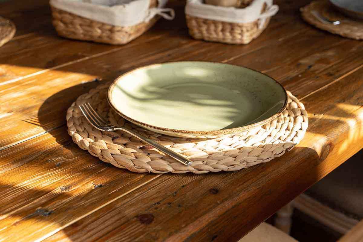 Tischsets aus Wasserhyazinthe, rund geflochten - 35cm Durchmesser - Decorasian.eu