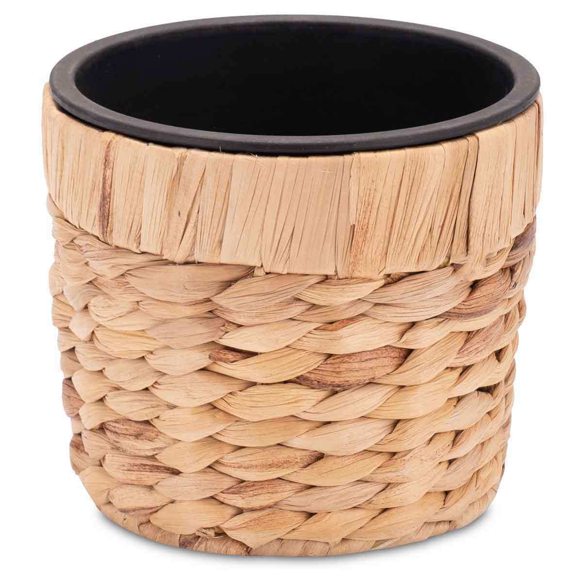 Pflanztopf geflochten aus Wasserhyazinthe - Korb mit Kunststoffeinsatz - Decorasian.eu