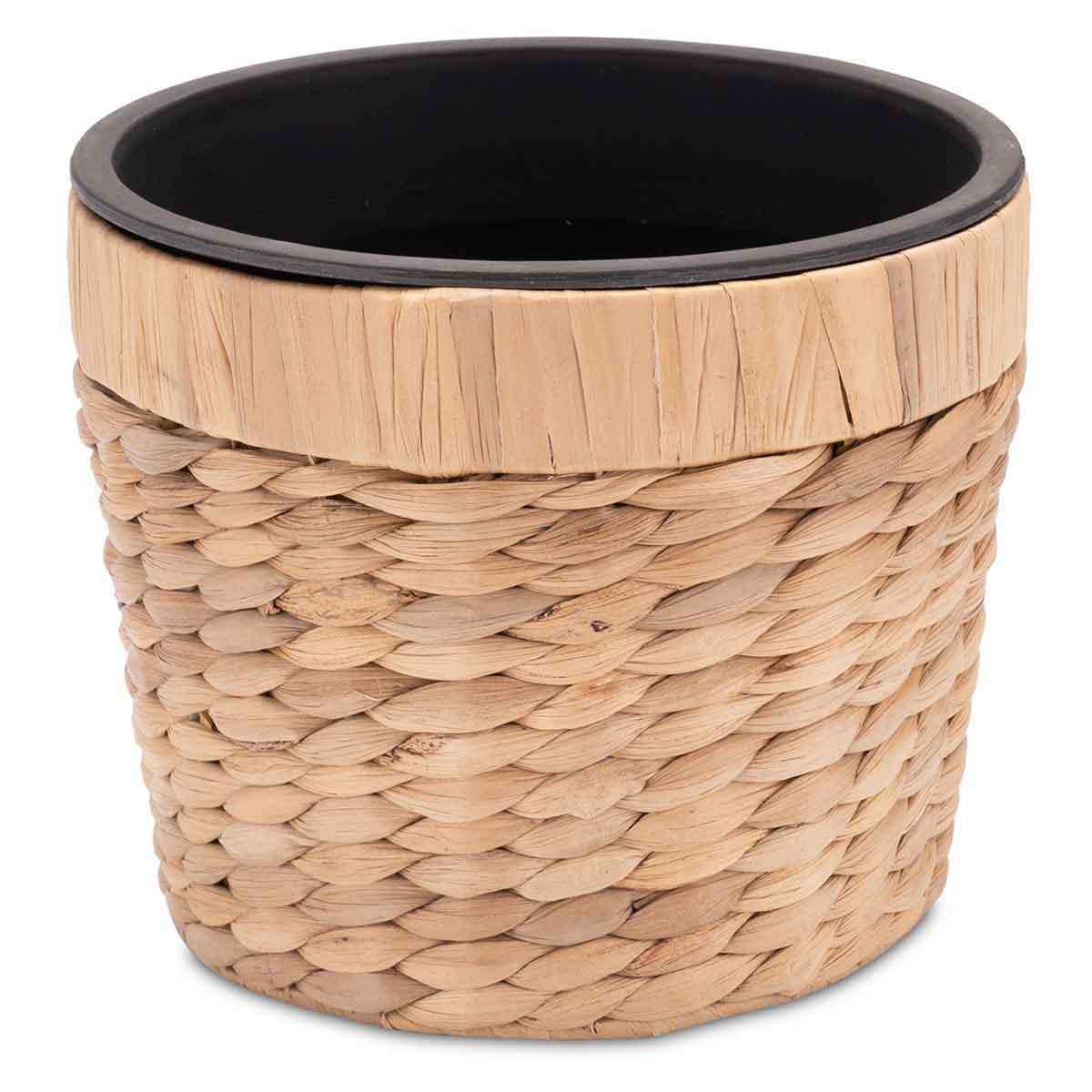Pflanztopf geflochten aus Wasserhyazinthe - Korb mit Kunststoffeinsatz - Decorasian.eu