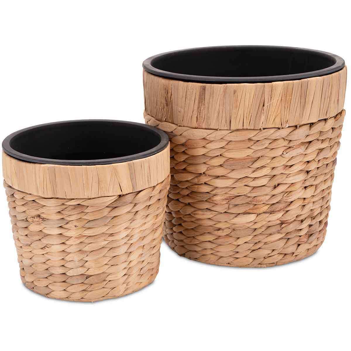 Pflanztopf geflochten aus Wasserhyazinthe - Korb mit Kunststoffeinsatz - Decorasian.eu
