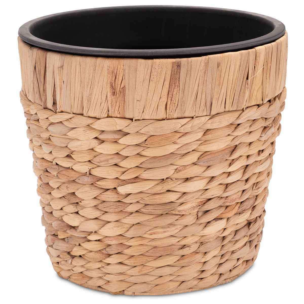 Pflanztopf geflochten aus Wasserhyazinthe - Korb mit Kunststoffeinsatz - Decorasian.eu