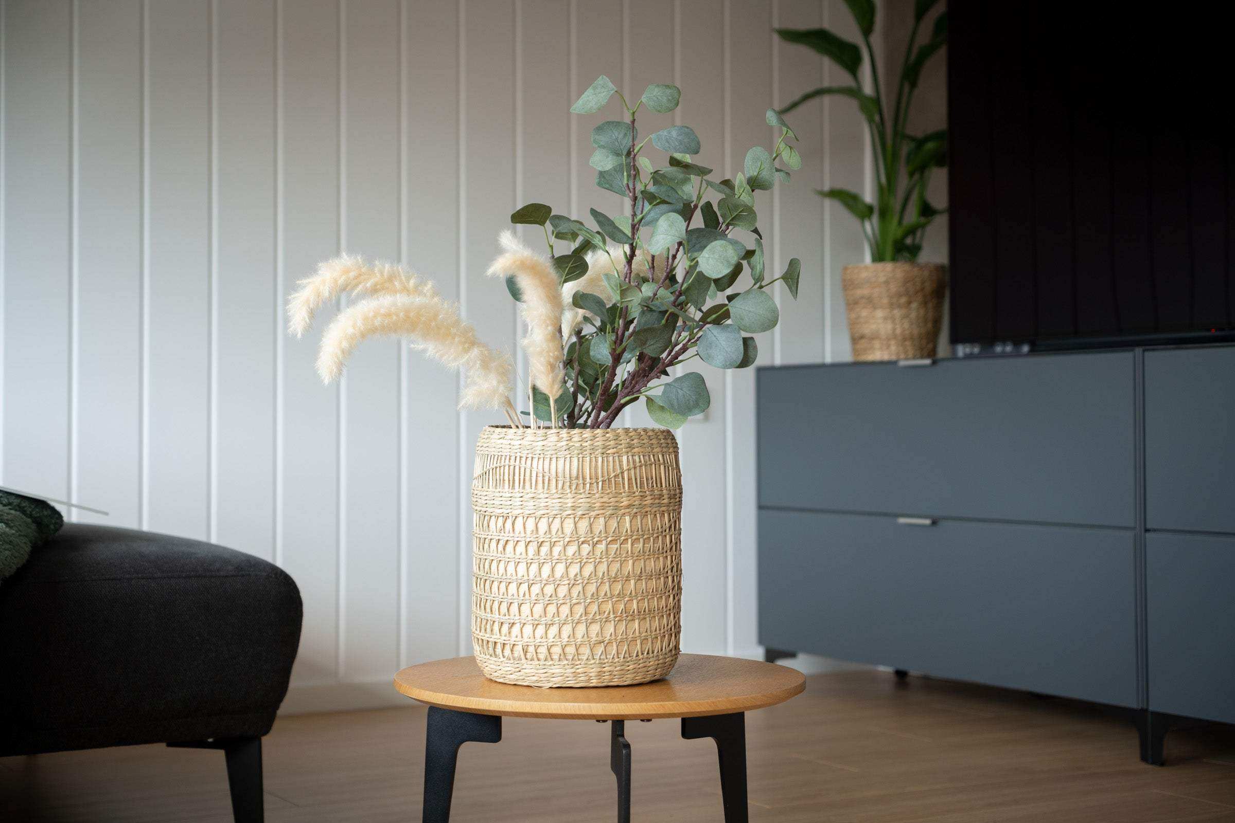 Bodenvase aus Bambus und Seegras für Pampasgras und Trockenblumen - Decorasian.eu