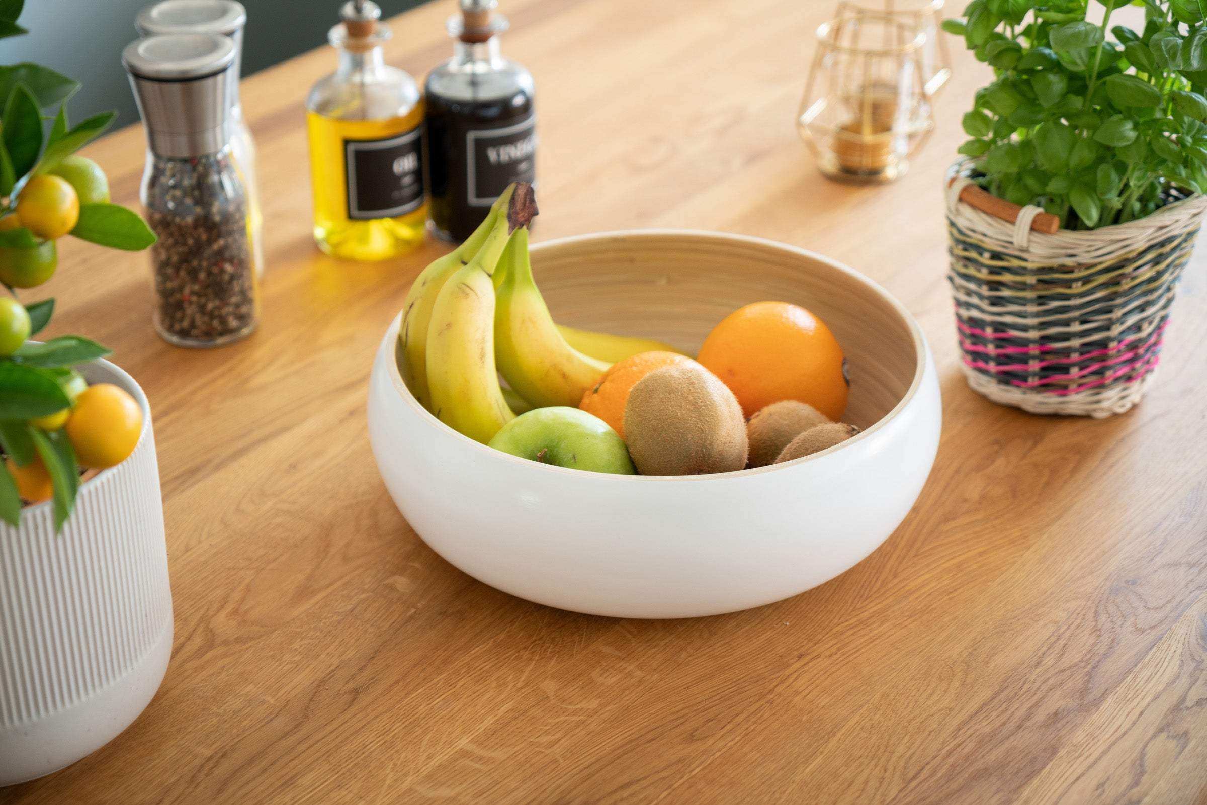 Obstschale aus Bambus Holz – Dekoschale mit farbiger Lackierung - Decorasian.eu