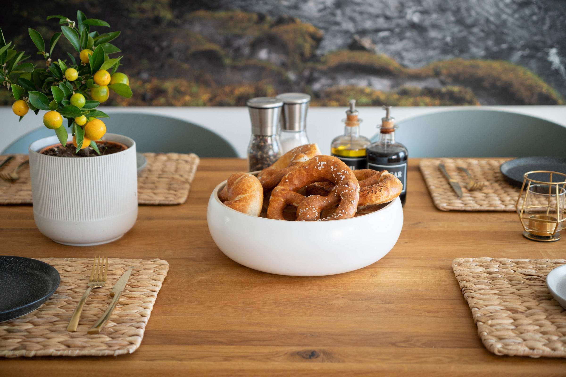 Obstschale aus Bambus Holz – Dekoschale mit farbiger Lackierung - Decorasian.eu