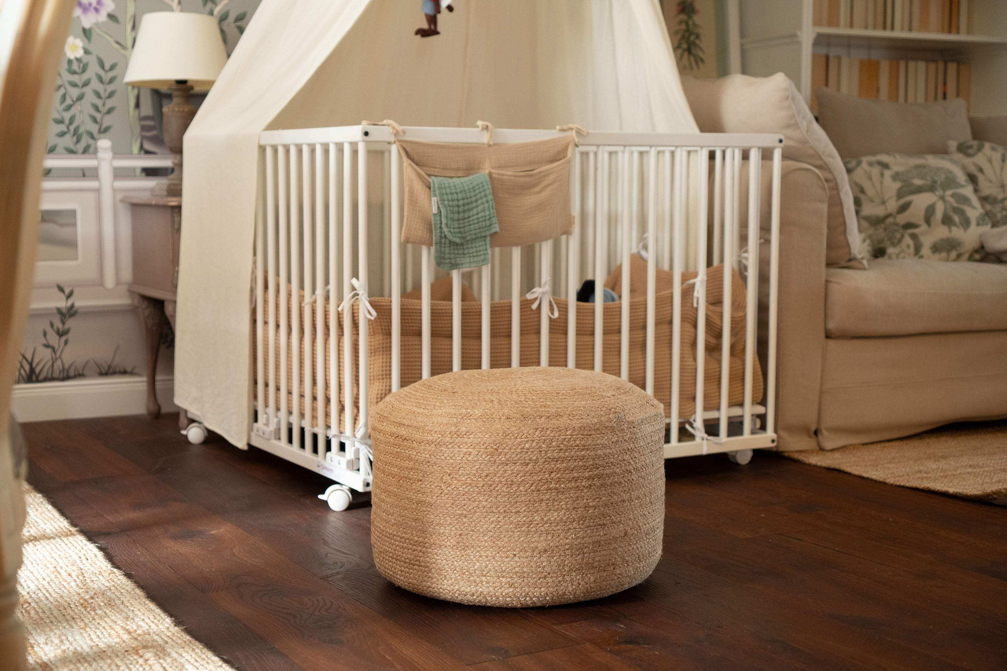 Runder Jute Pouf im Boho Stil - Decorasian.eu