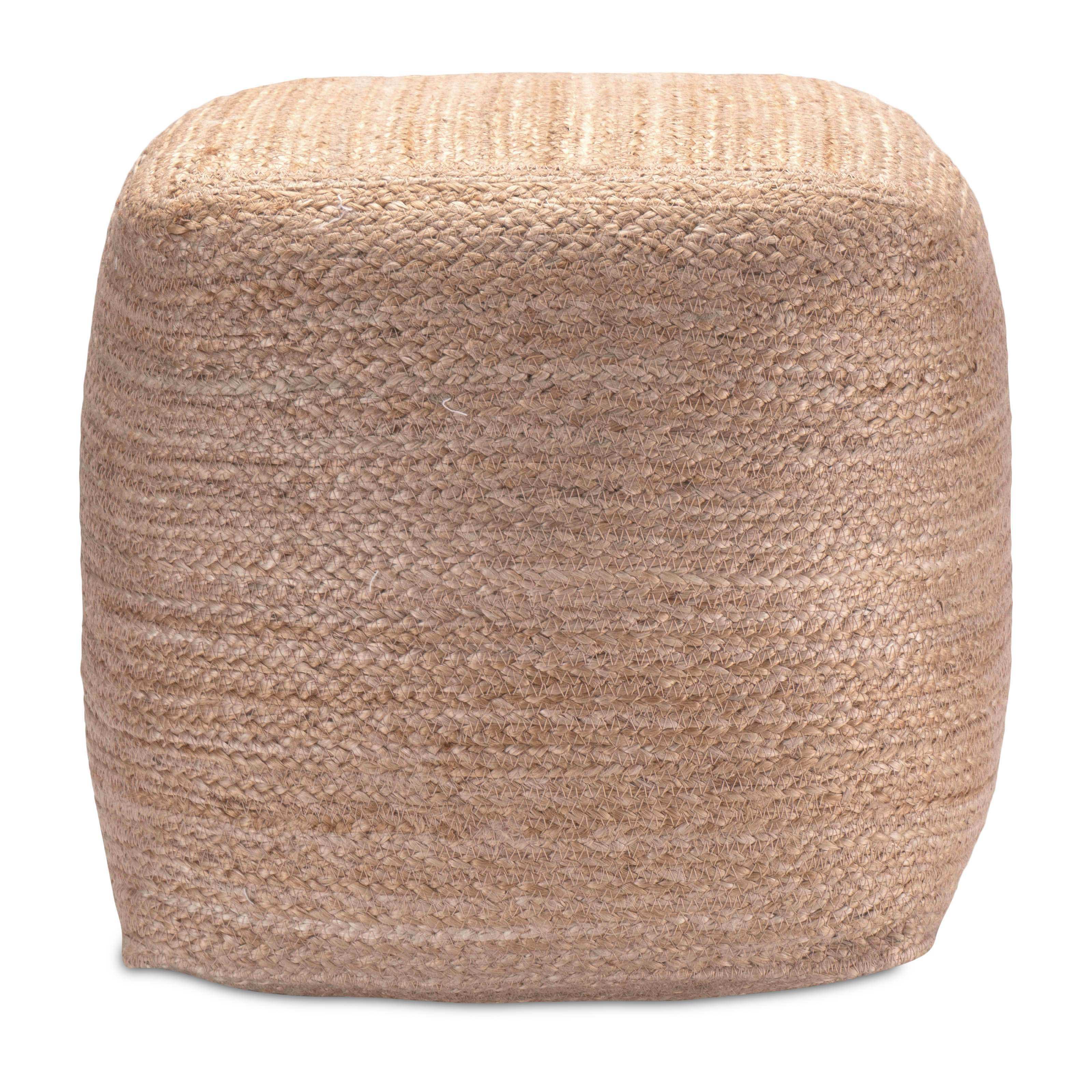 Sitzpouf aus Jute im Boho Stil - Würfelförmig und hoch - Decorasian.eu