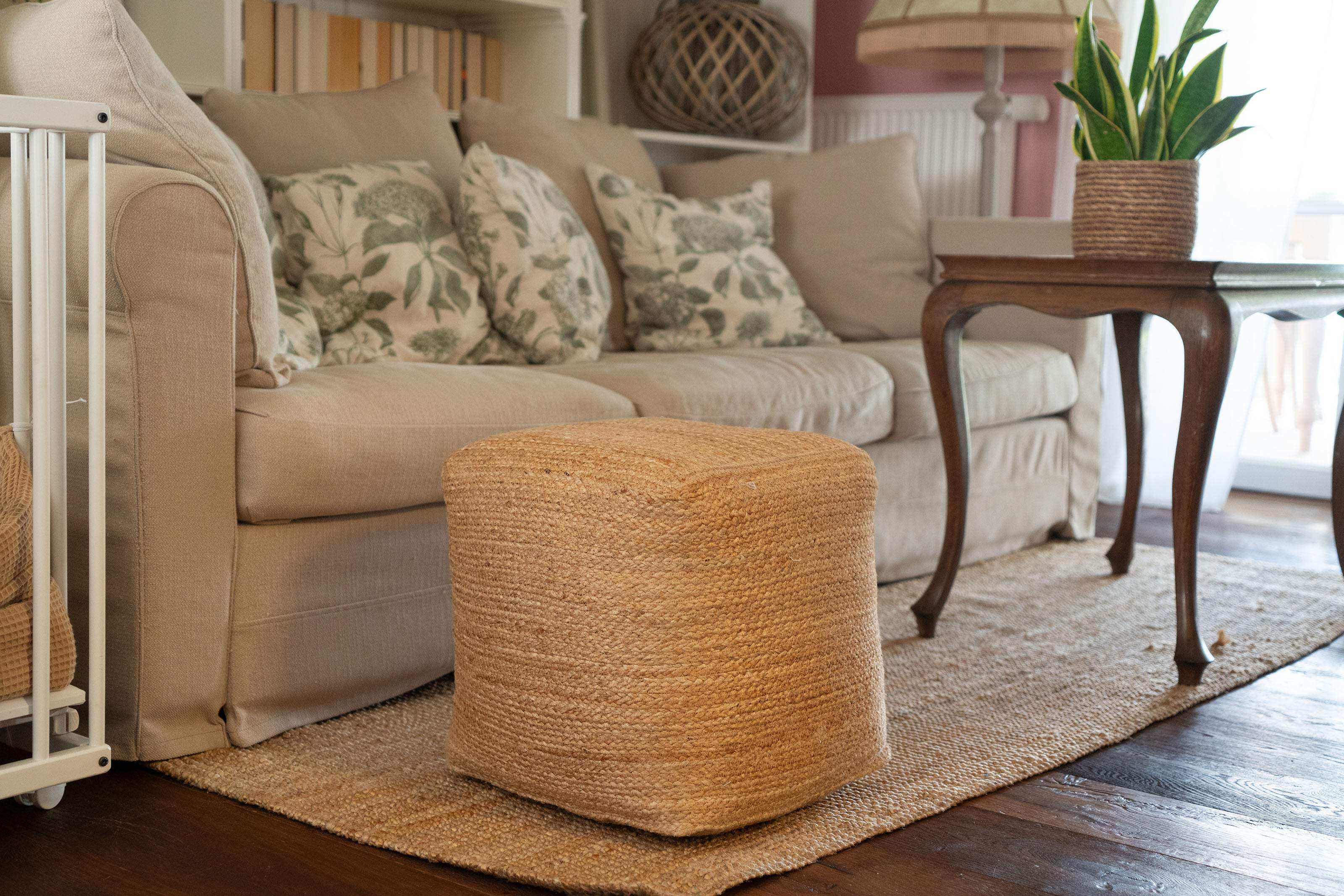 Sitzpouf aus Jute im Boho Stil - Würfelförmig und hoch - Decorasian.eu