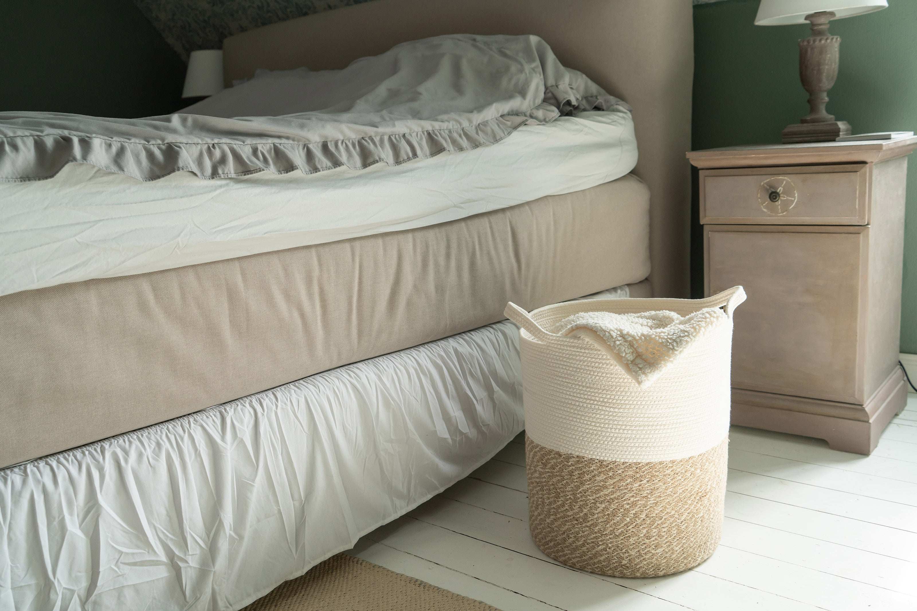 Großer Wäschekorb aus Jute und Baumwolle - Decorasian.eu