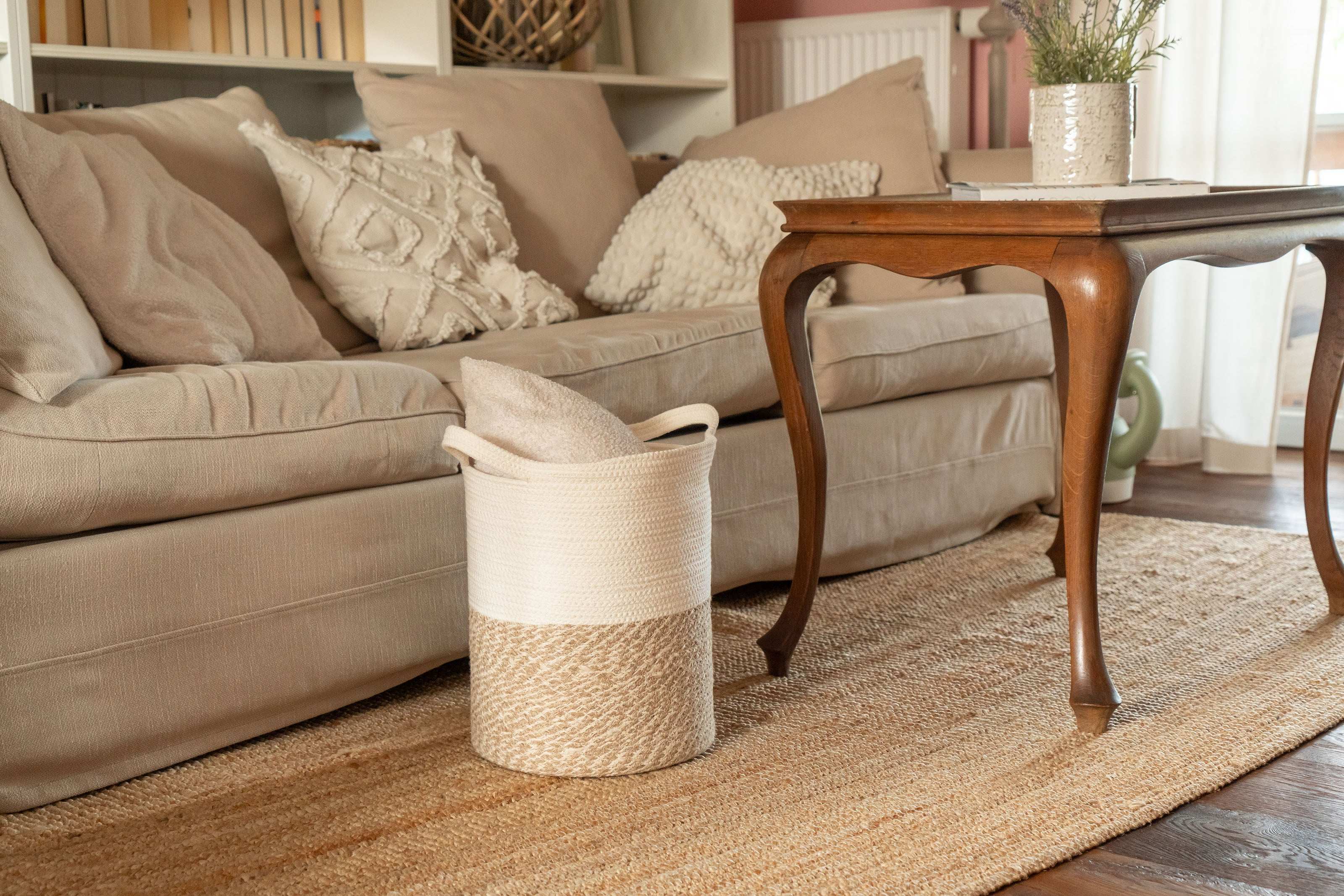 Großer Wäschekorb aus Jute und Baumwolle - Decorasian.eu
