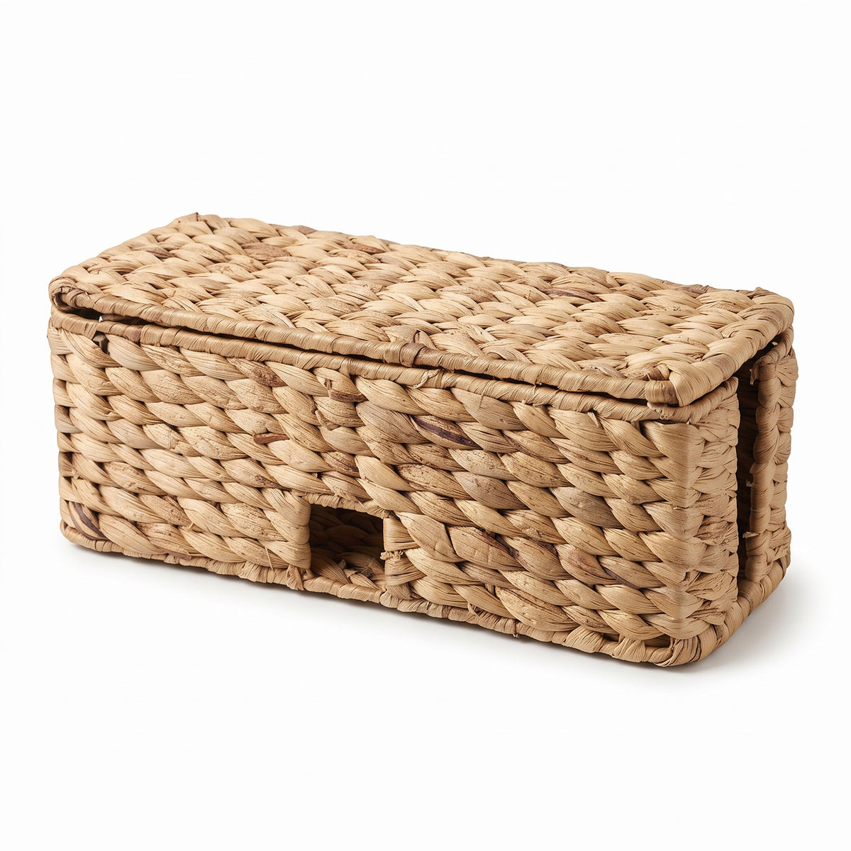 Kabelbox aus Wasserhyazinthe mit Klappdeckel – Kabel-Organizer